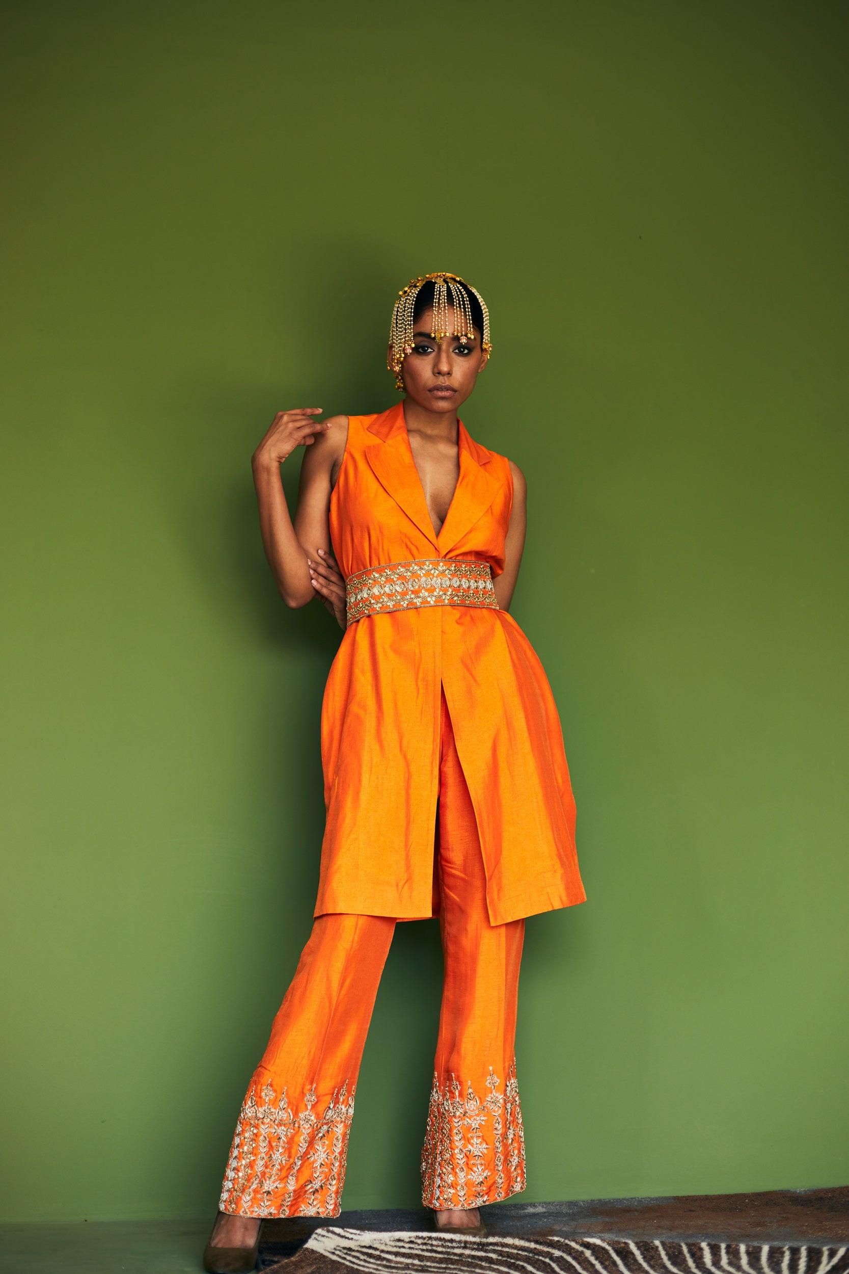 ORANGE JACKET PANT - Esha Arora