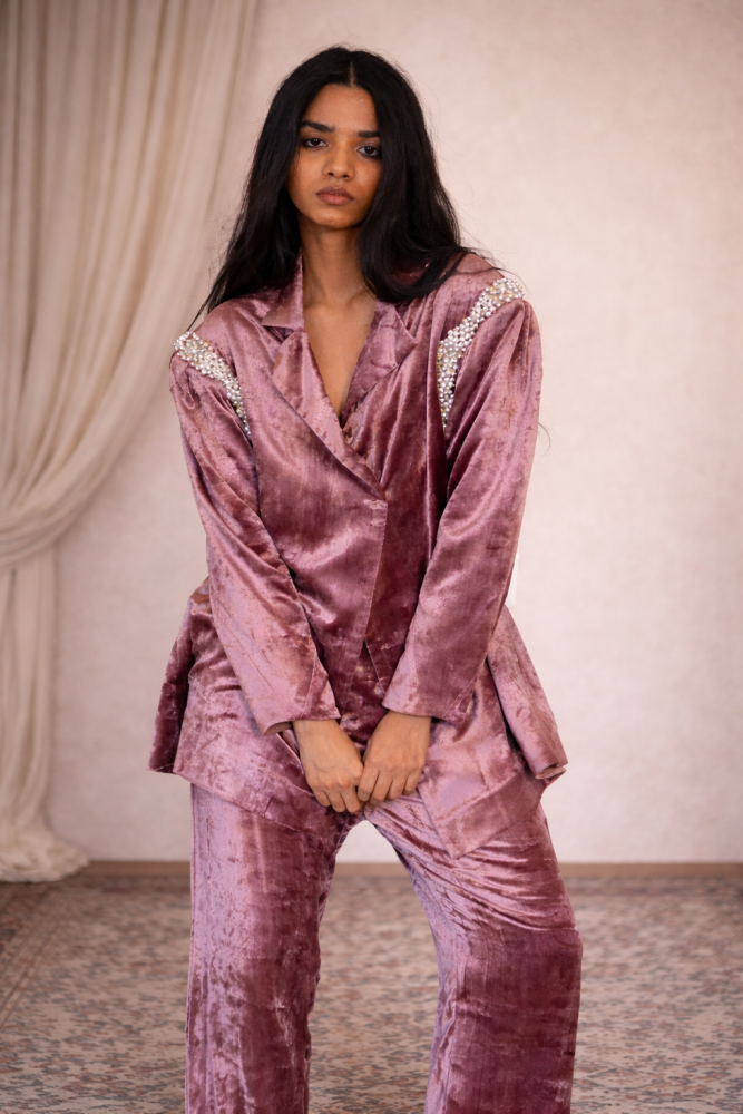 PALE MAUVE BLAZER SET - blazer set