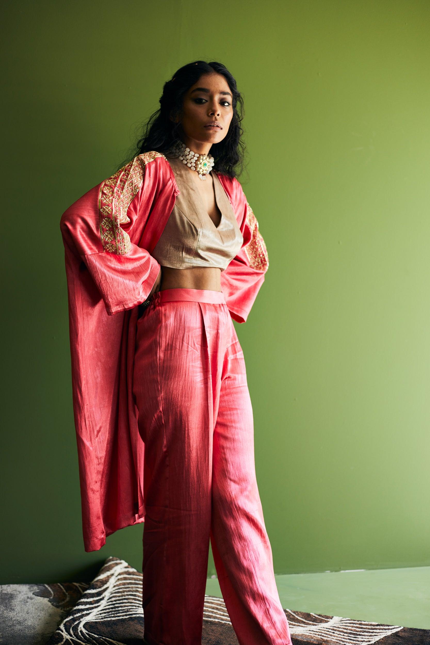 PEACH KIMONO SET - Esha Arora