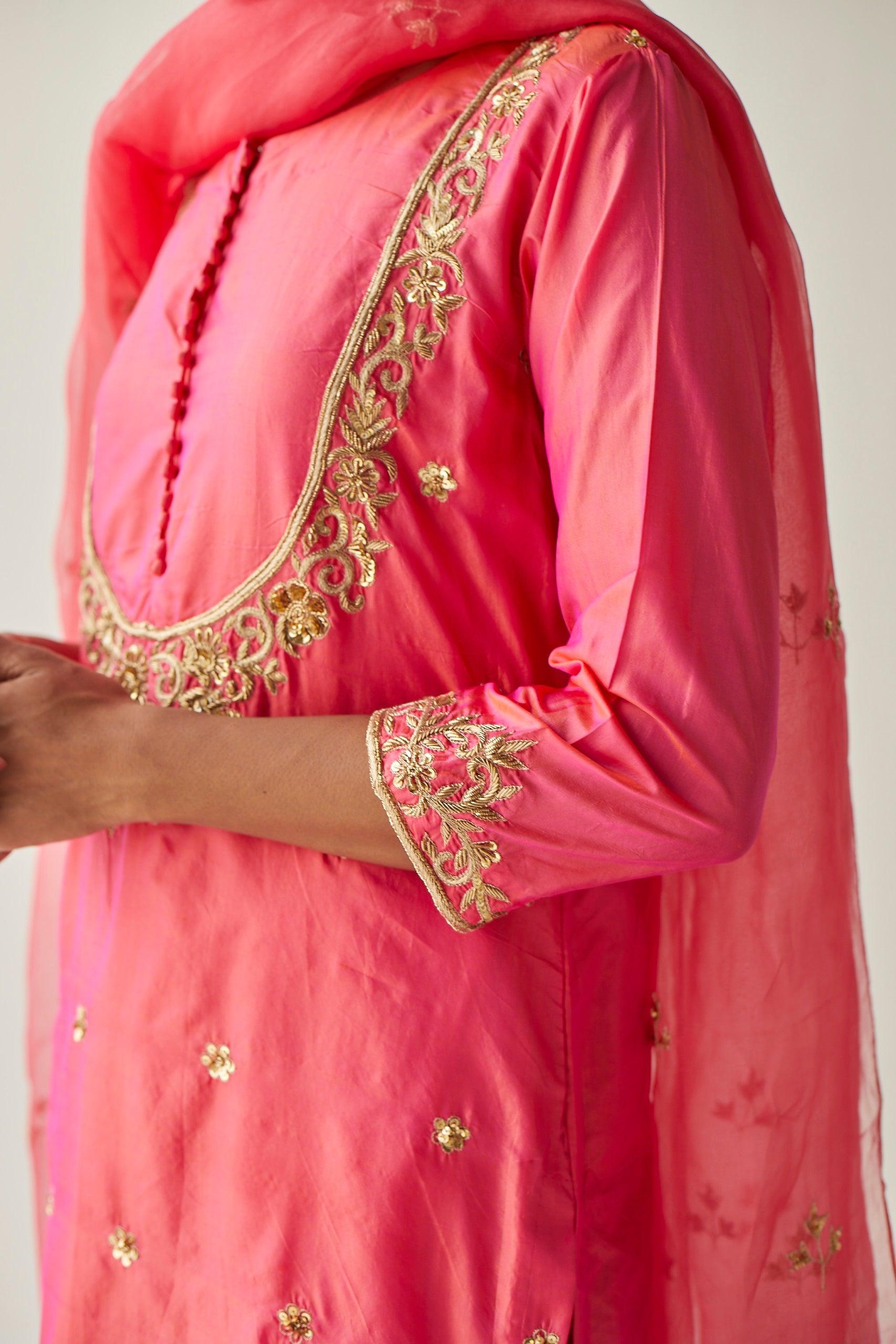 PEACH SILK SUIT - Esha Arora
