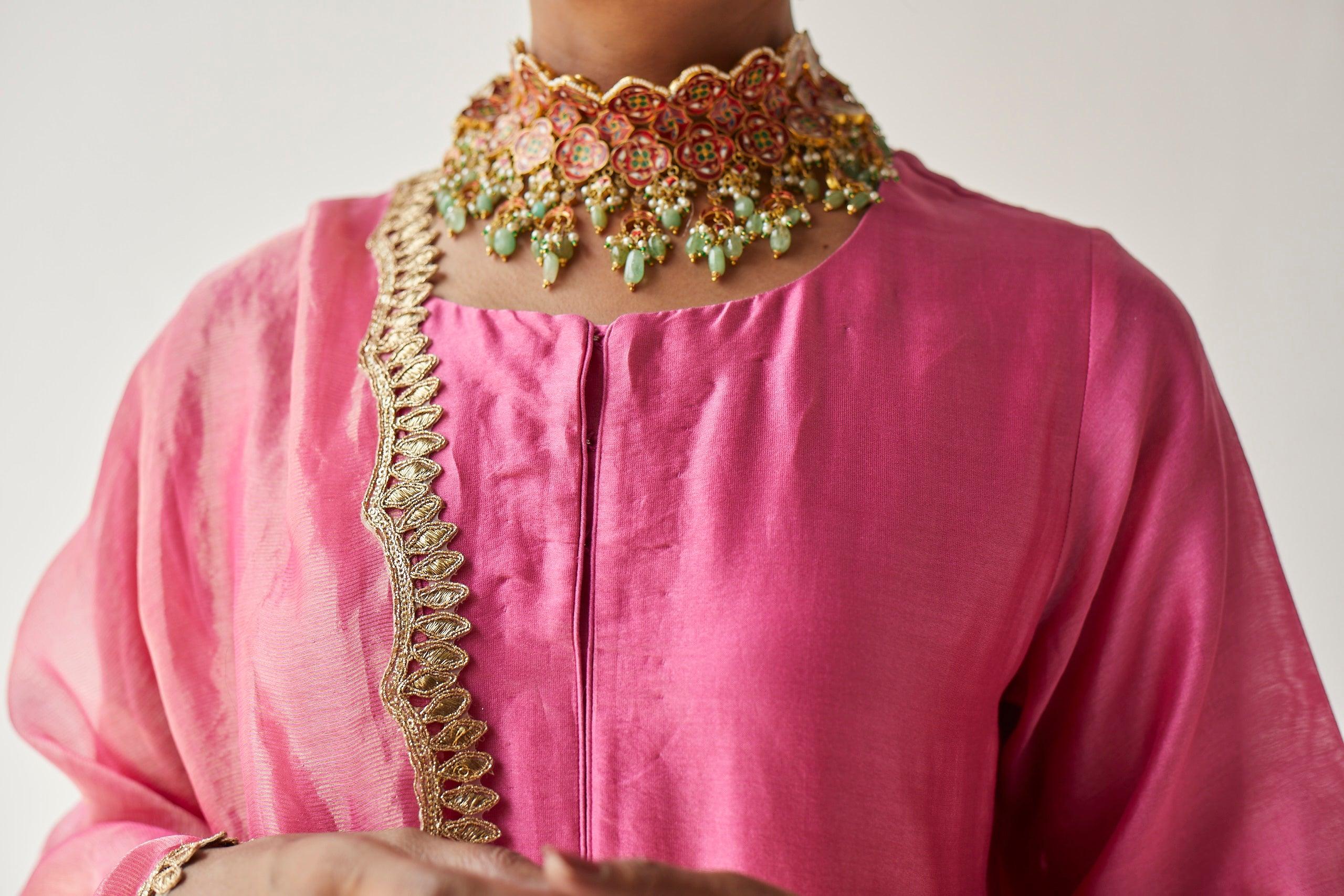 PINK CHANDERI SUIT - Esha Arora
