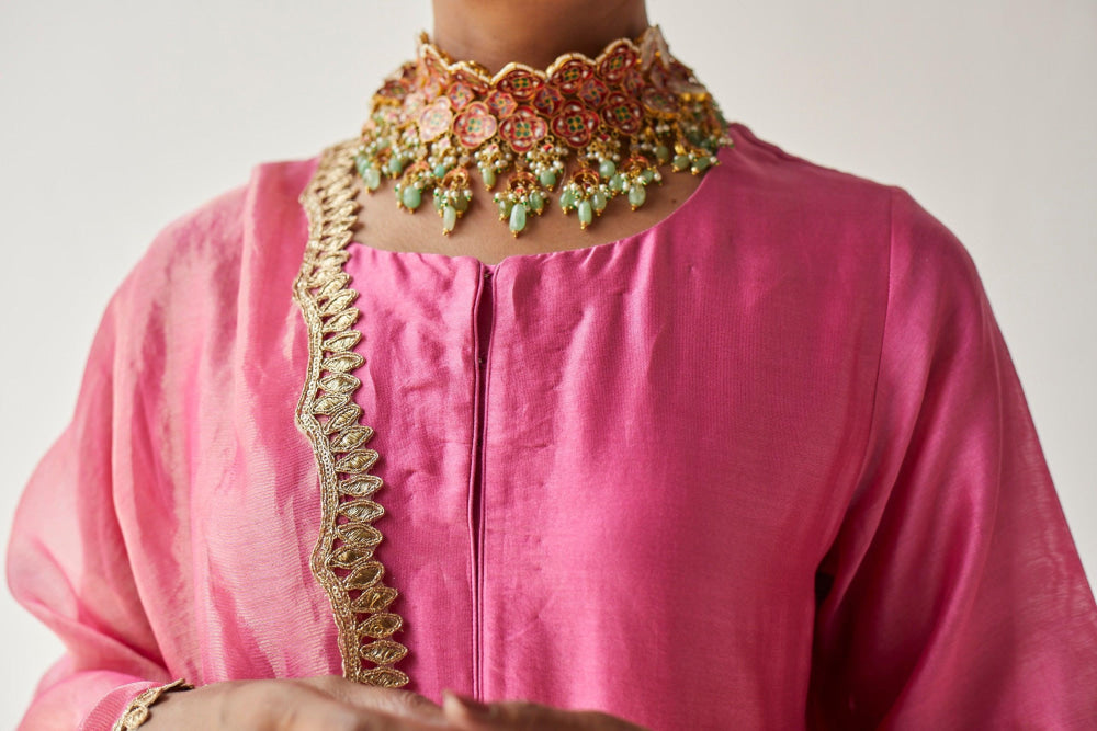PINK CHANDERI SUIT - Esha Arora