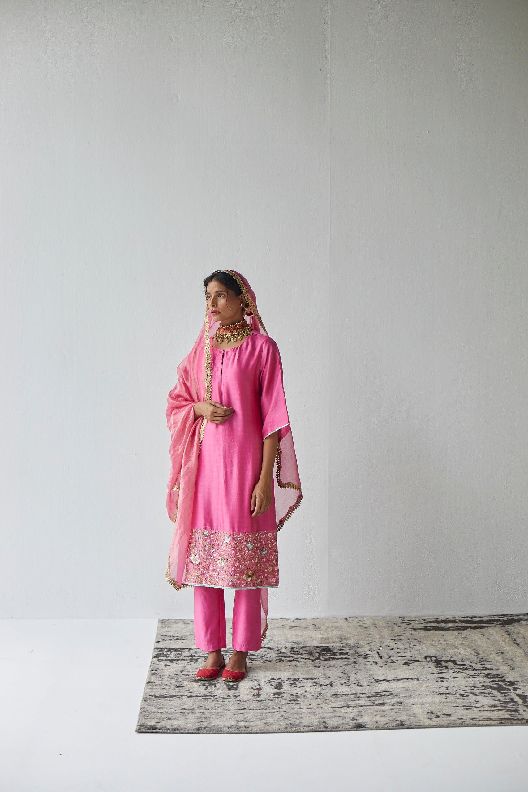 PINK CHANDERI SUIT - Esha Arora
