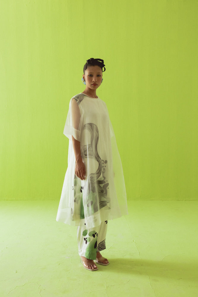 SHEER GREEN KURTA SET - kurta set
