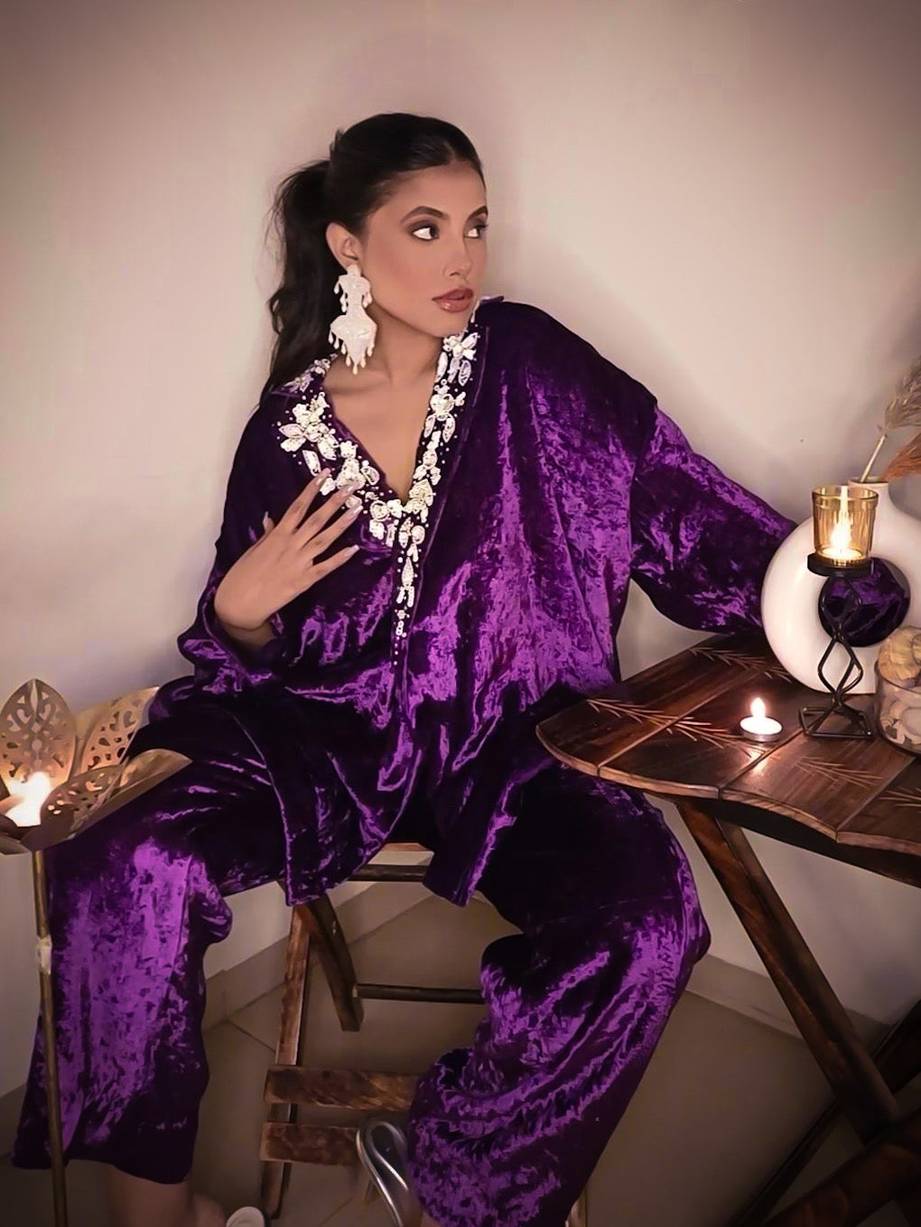 VELVET PURPLE COORD - coord set