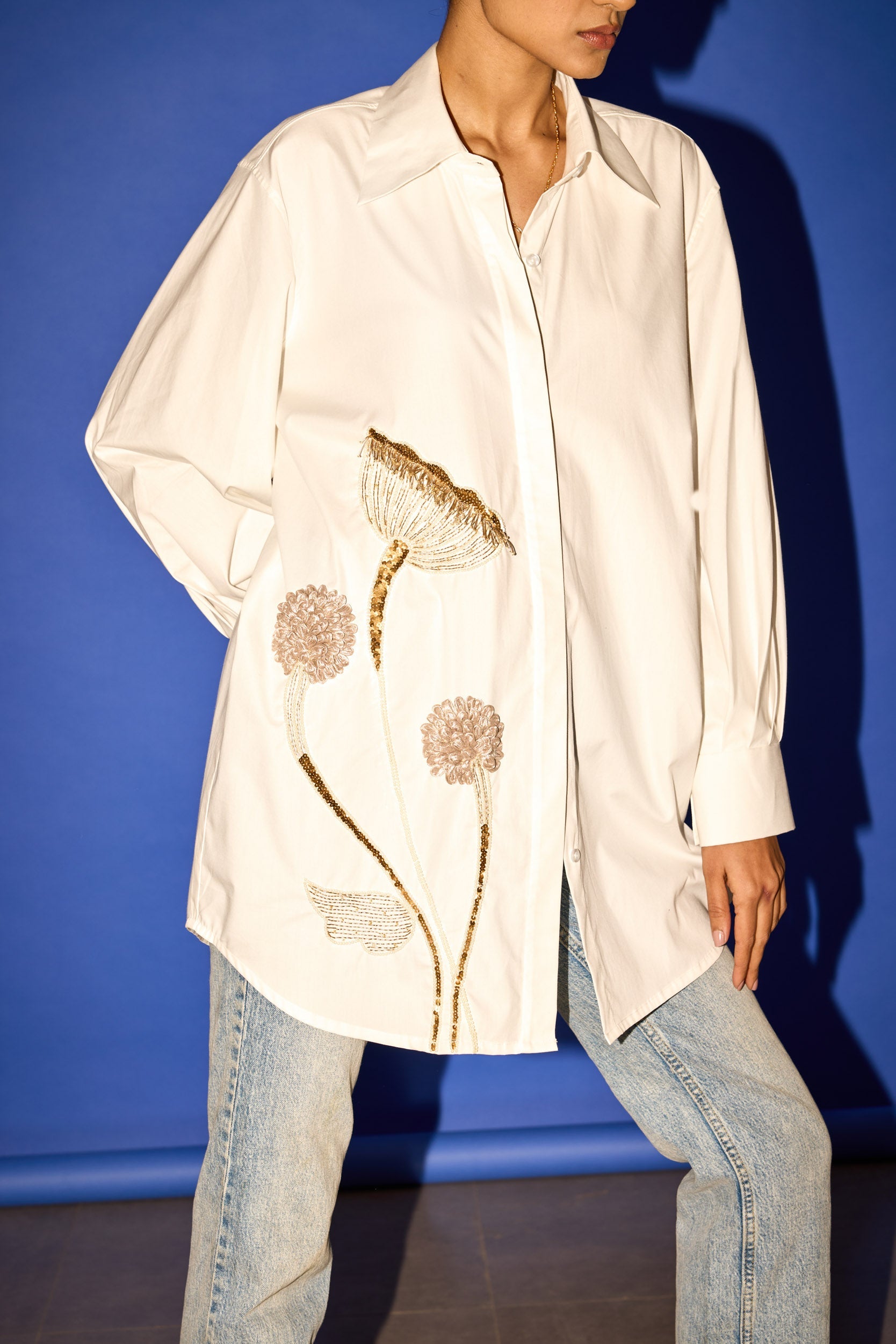 White Embroidered Shirt - Shirt