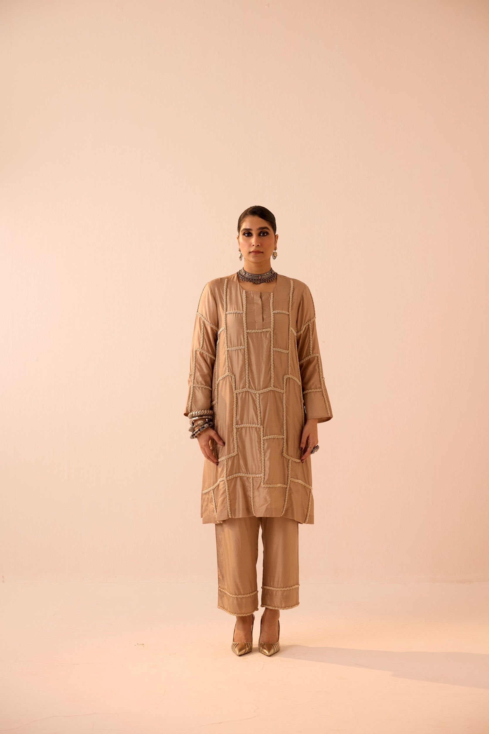 SOFT BEIGE  KURTA  SET