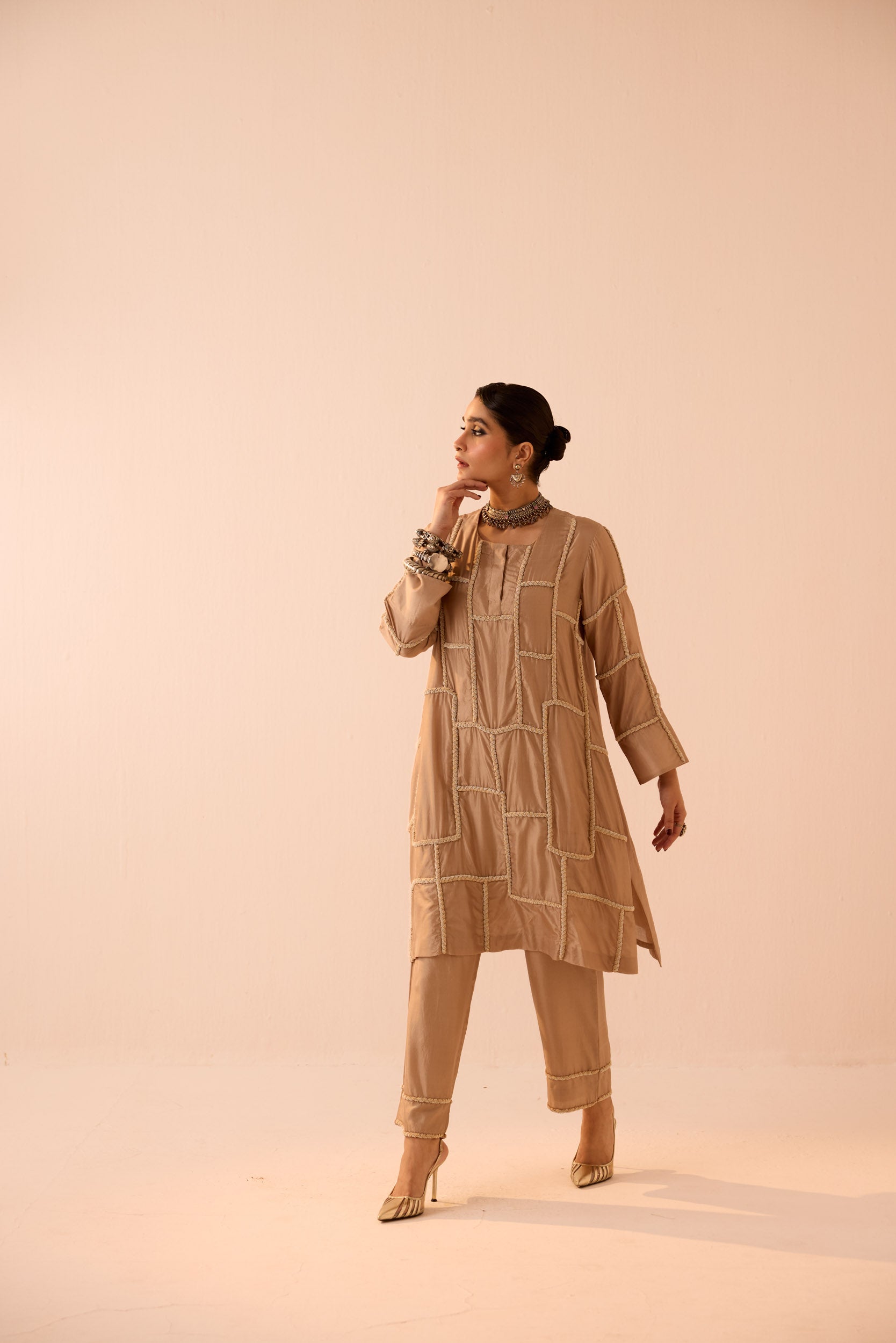 SOFT BEIGE  KURTA  SET