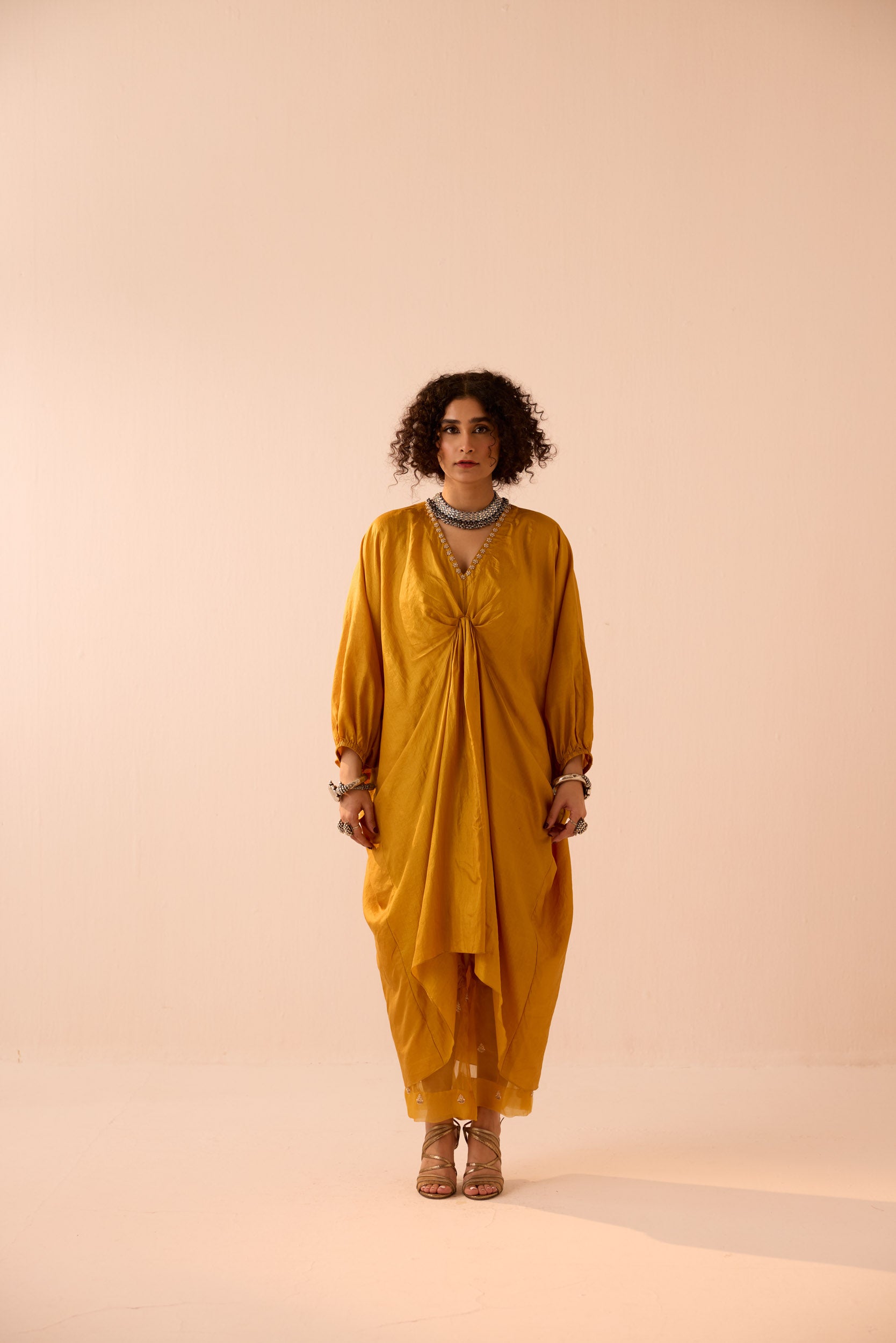 YELLOW KAFTAN COORD