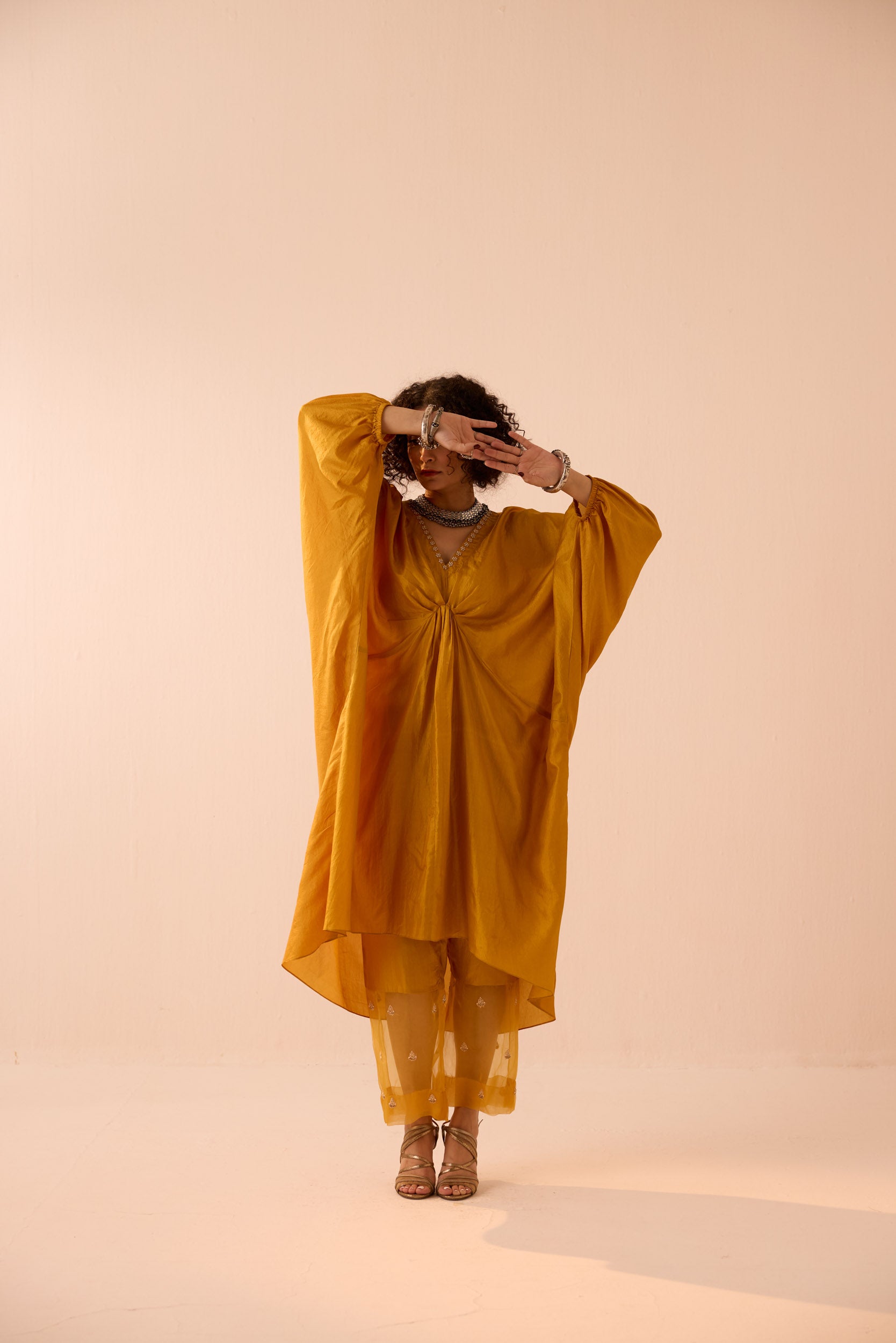YELLOW KAFTAN COORD