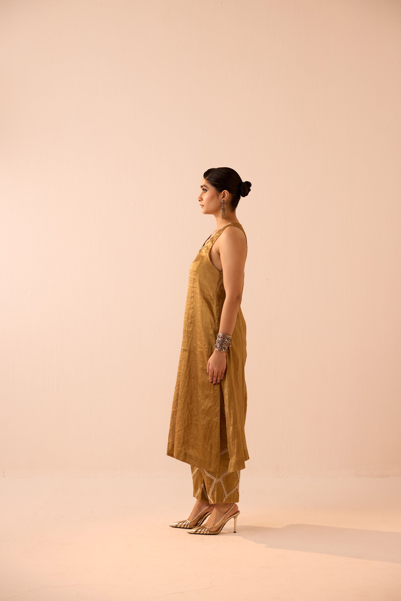 GOLD TISSUE KURTA SET