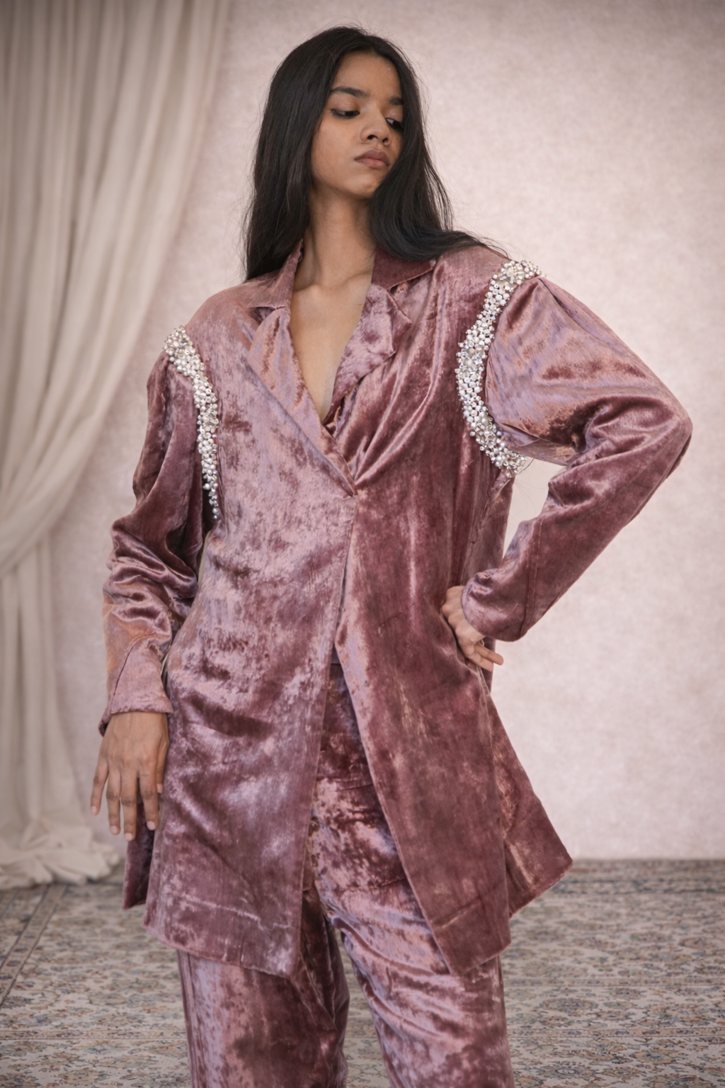 PALE MAUVE BLAZER SET