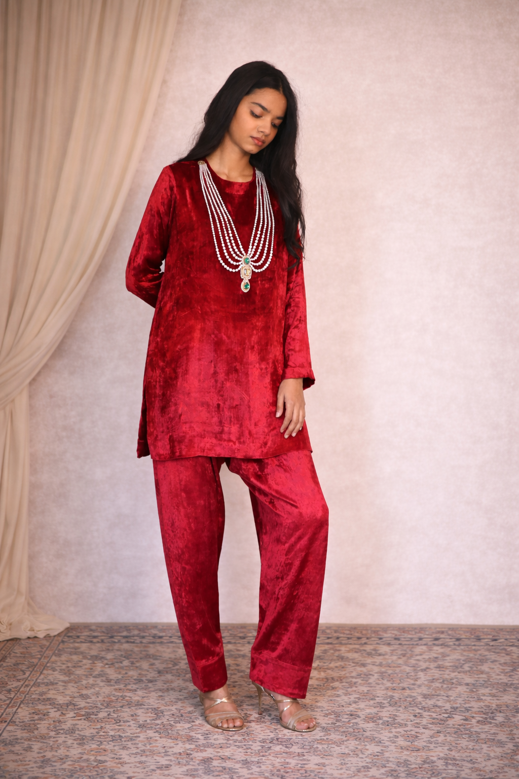 MAROON KURTA SET