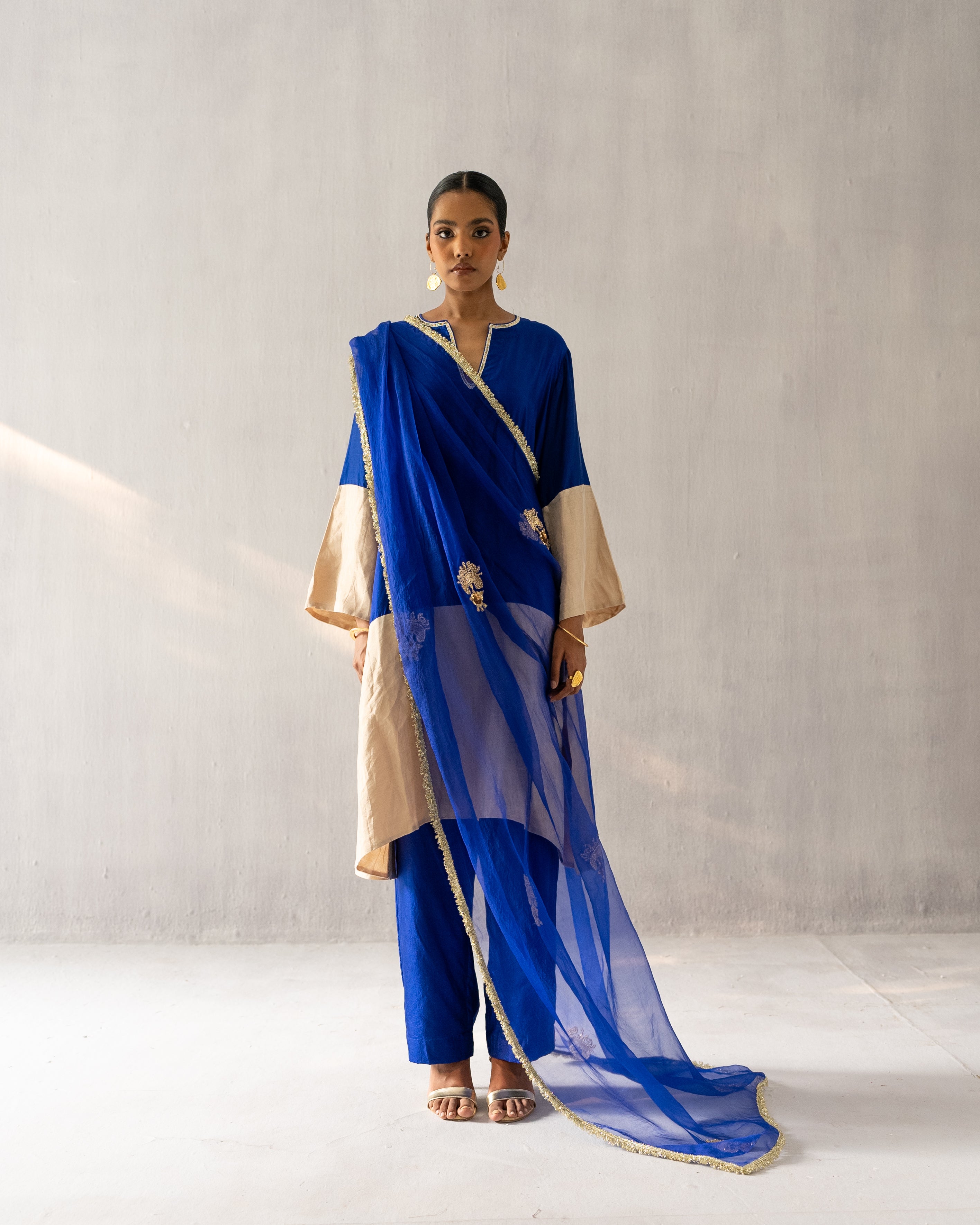 Blue A line tissue suit