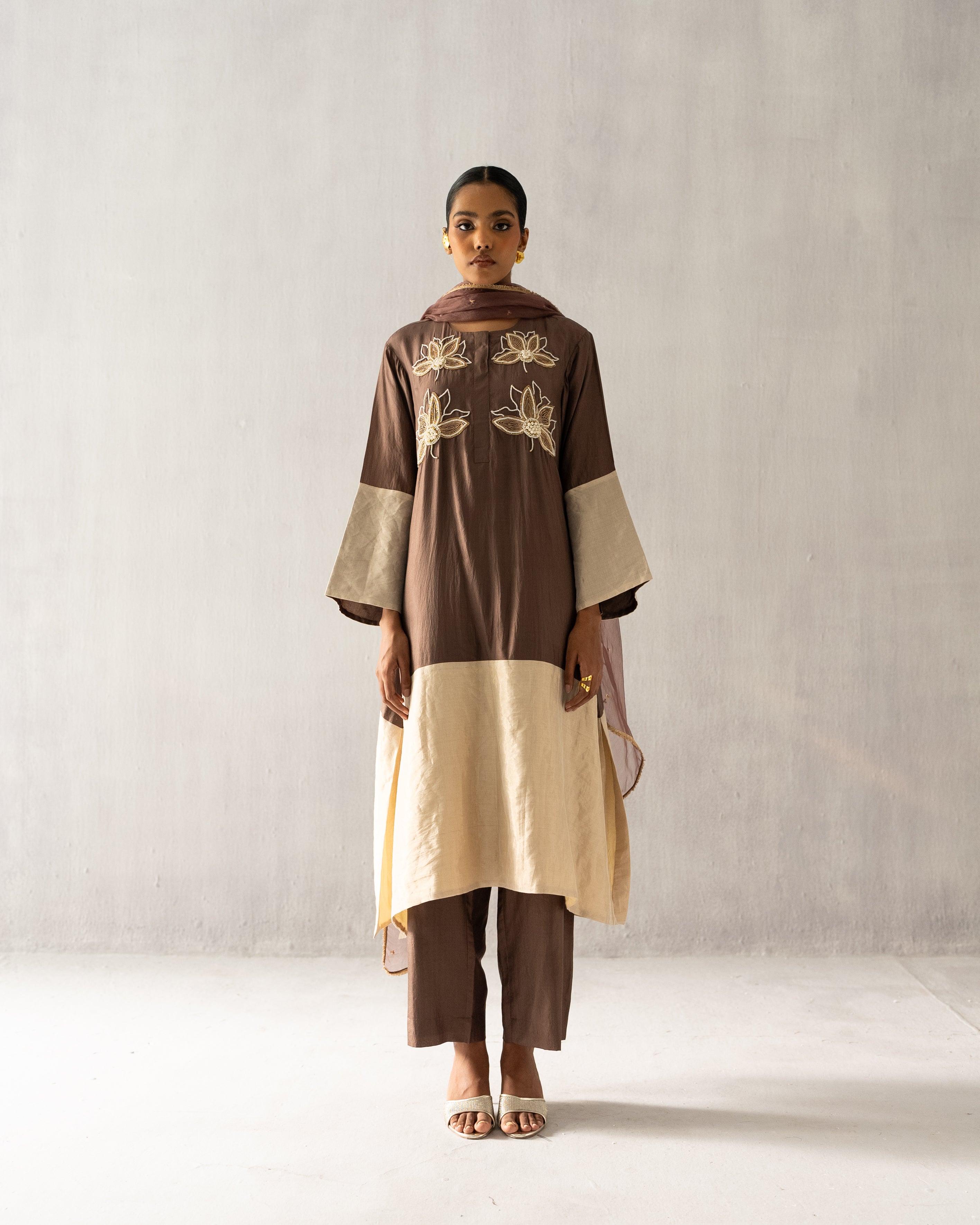 Brown A line tissue suit