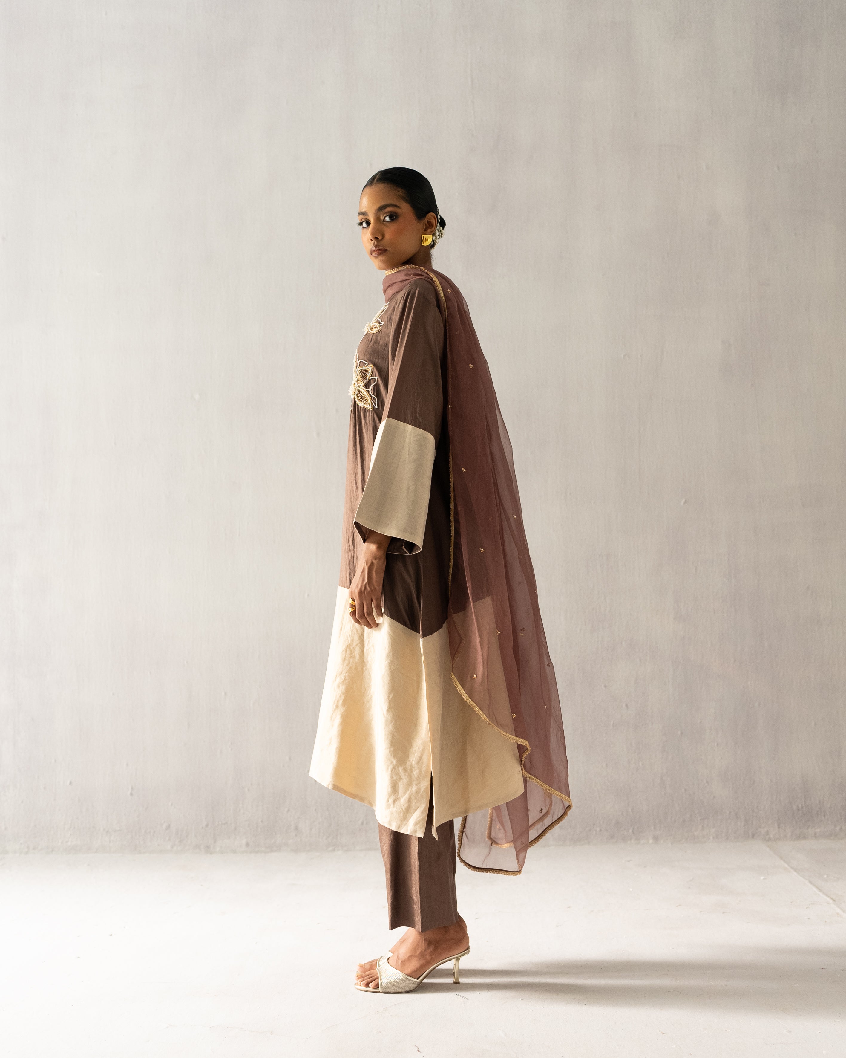 Brown A line tissue suit