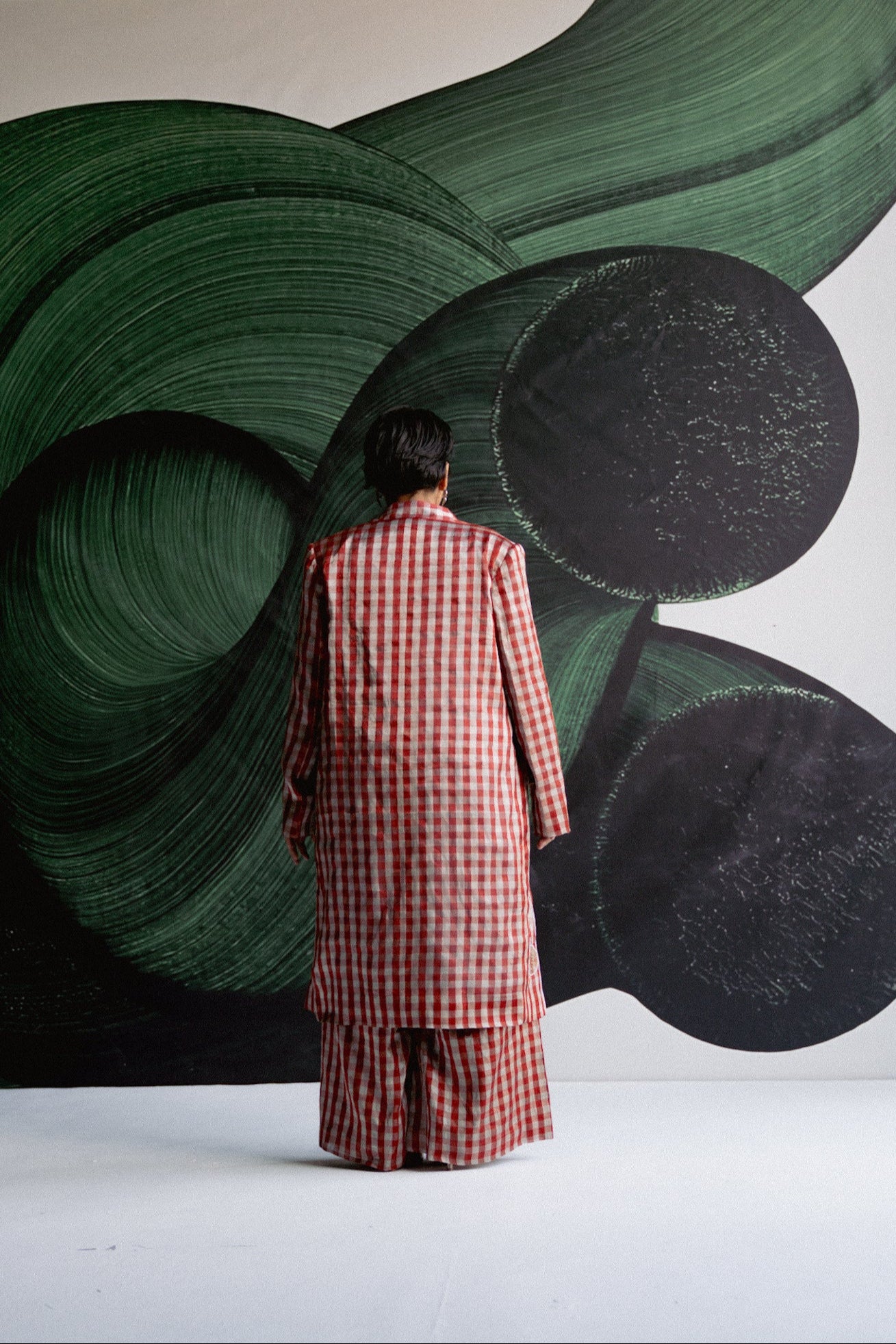 Red Check Trench Set