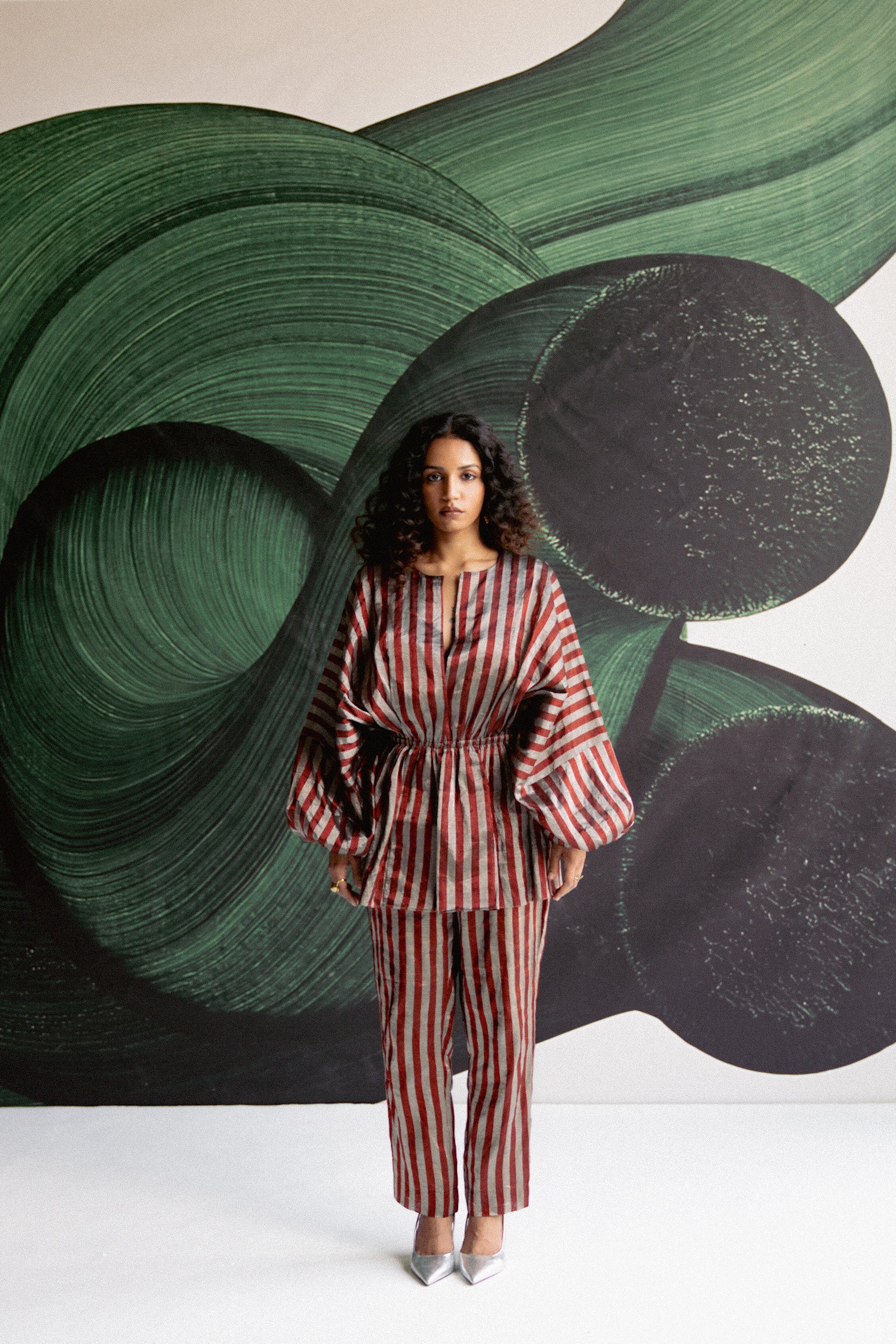 Maroon Stripes Coord Set