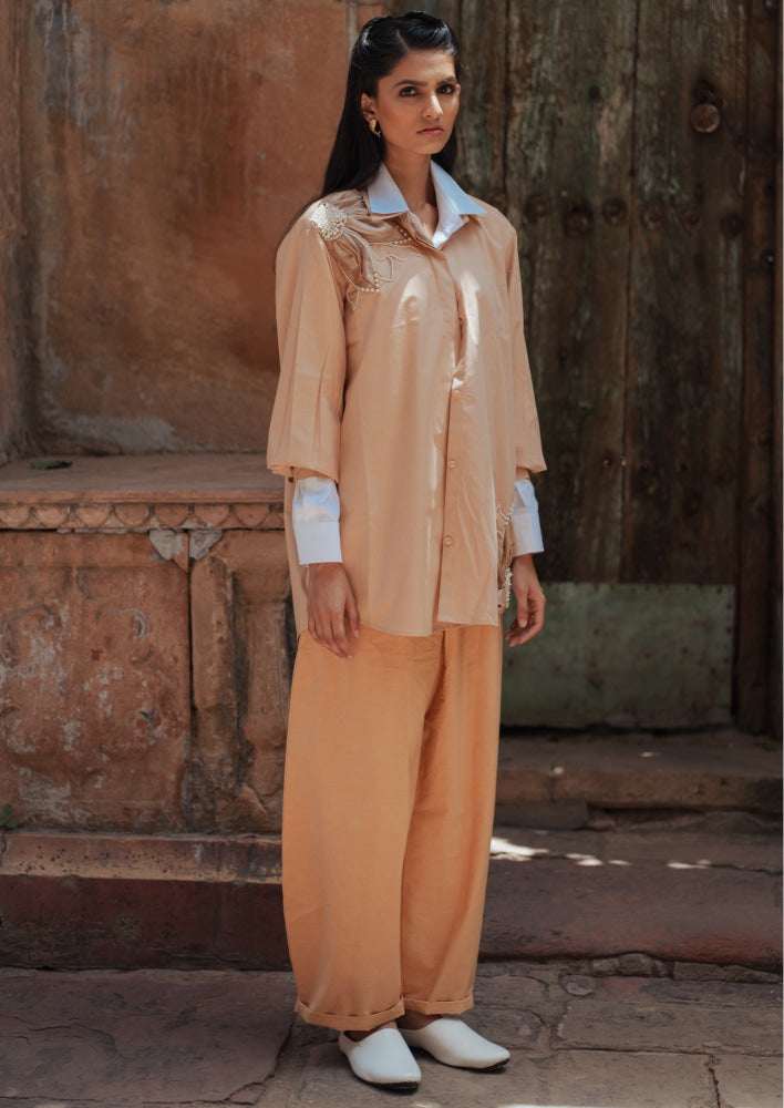 Beige tissue flower Shirt - XS - Shirt