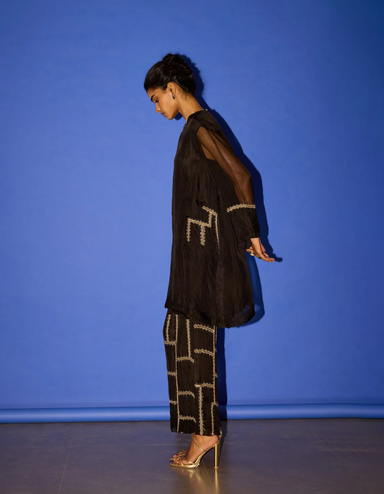 Black A line Coord - Suit