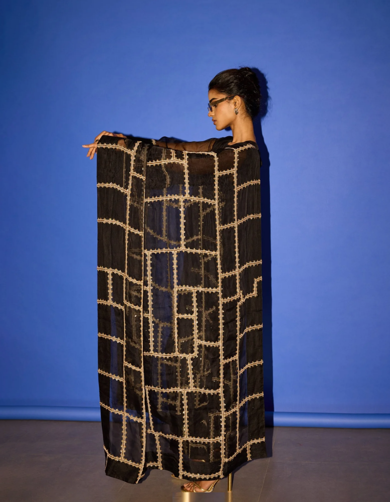Black Line work Dupatta - Dupatta