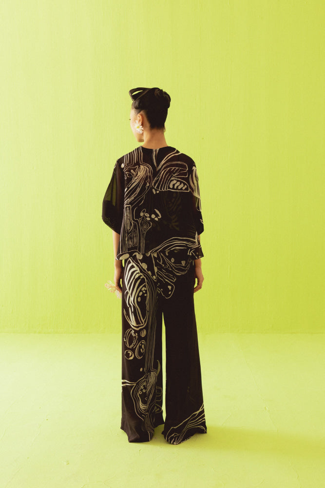 BLACK SHEER TOP WITH PALAZZOS - kurta set