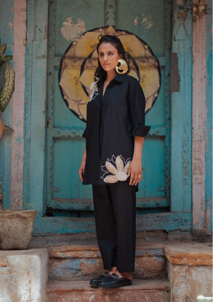 Black tissue Flower Shirt - XS - Shirt