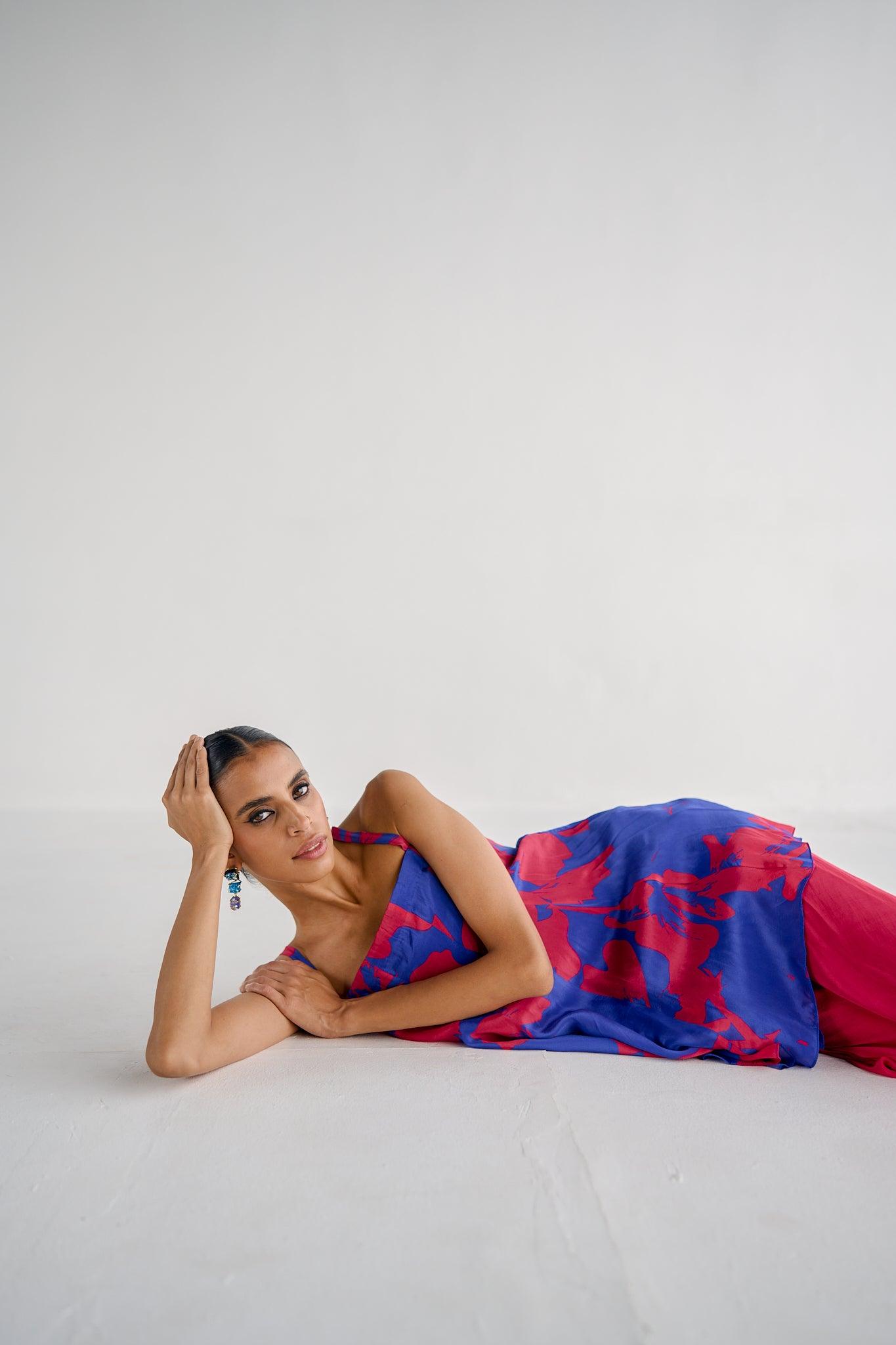 BLUE ANARKALI SHARARA SET - Esha Arora