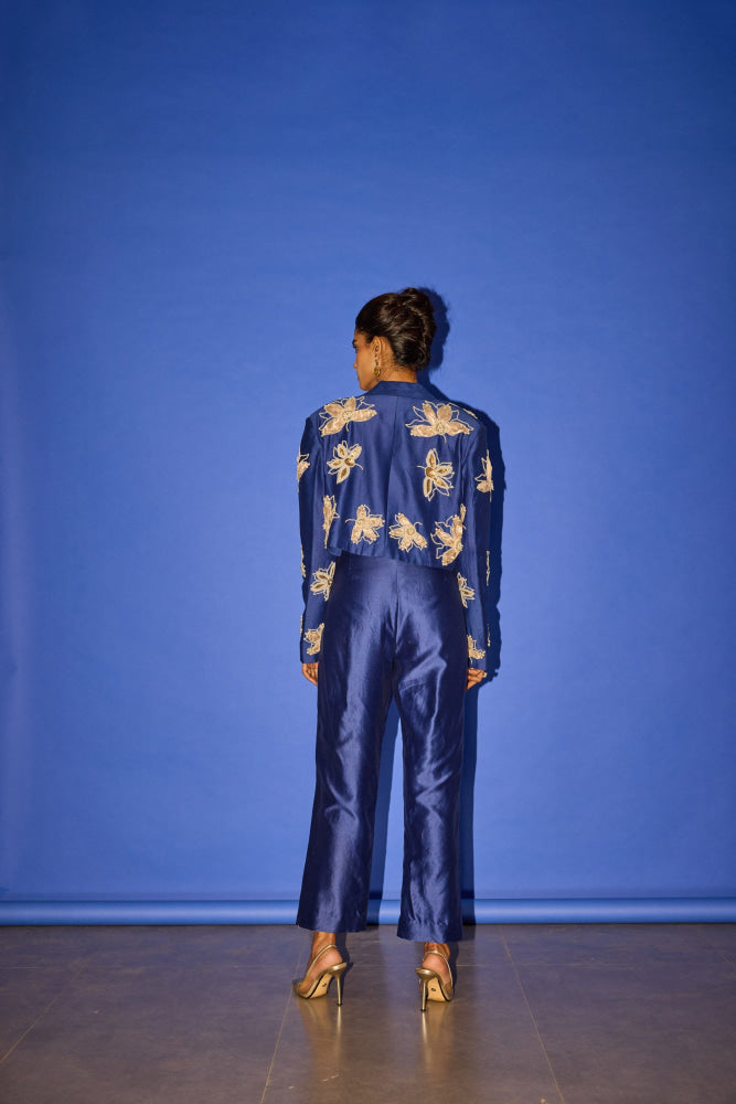 Blue Crop Blazer Set - blazer set