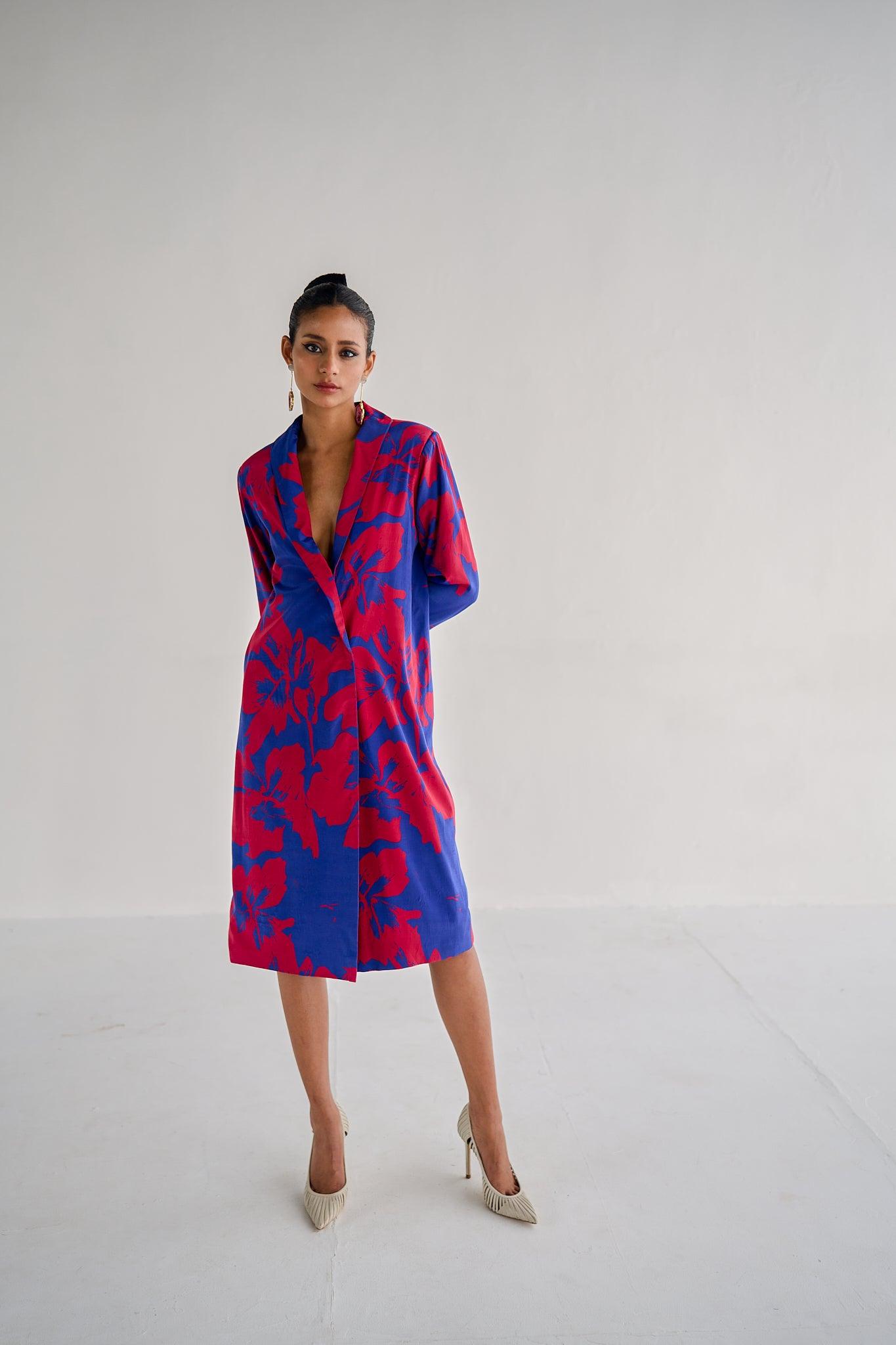 BLUE JACKET DRESS - Esha Arora