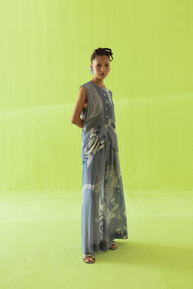 BLUE WAISTCOAT AND PALAZZO - coord set