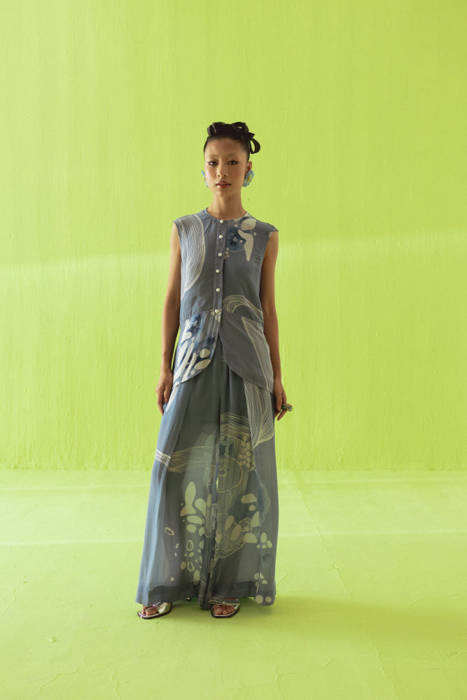 BLUE WAISTCOAT AND PALAZZO - coord set