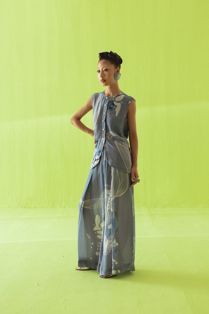 BLUE WAISTCOAT AND PALAZZO - coord set