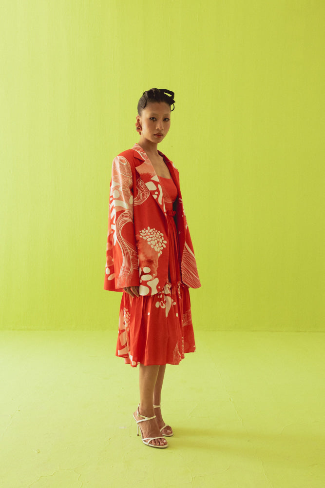 BRIGHT RED BLAZER DRESS - blazer set