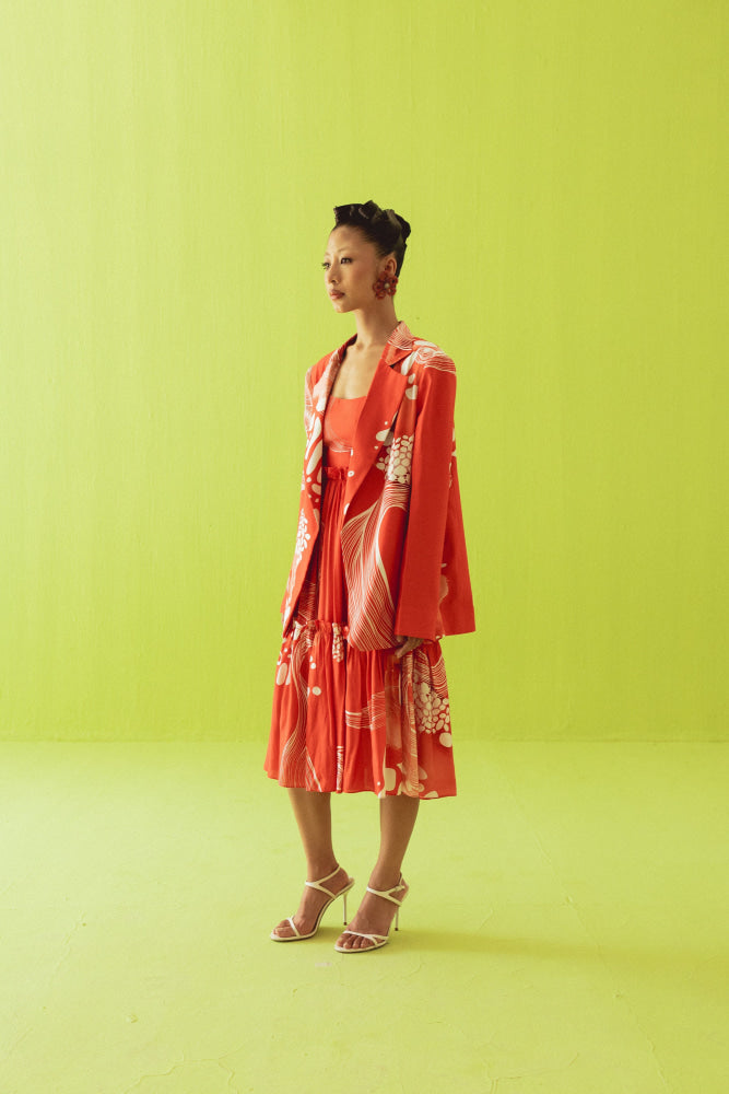 BRIGHT RED BLAZER DRESS - blazer set