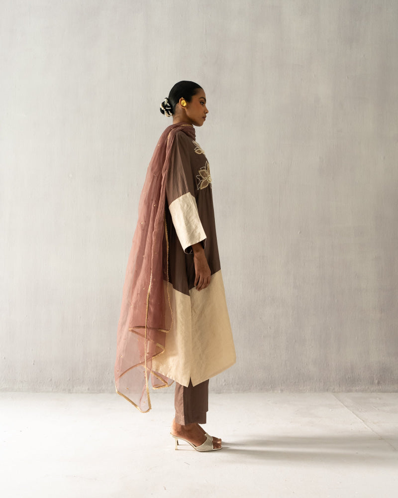 Brown A line tissue suit - Suit