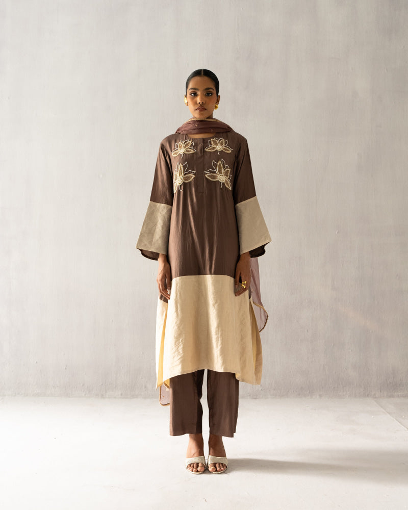 Brown A line tissue suit - Suit