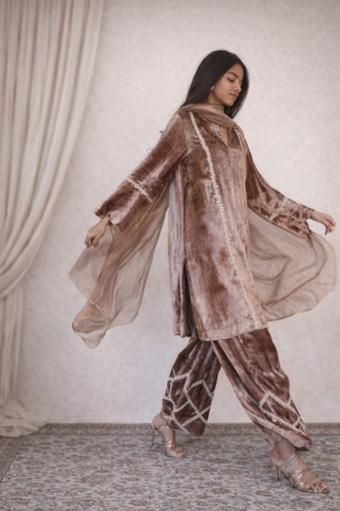 BROWN KURTA SET - XS - Coord set