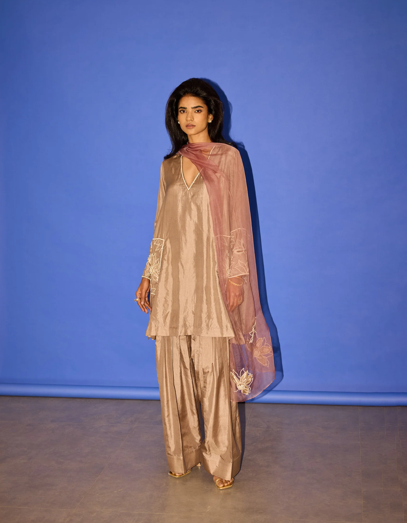 Brown Silk Kurta Set - XS - Suit