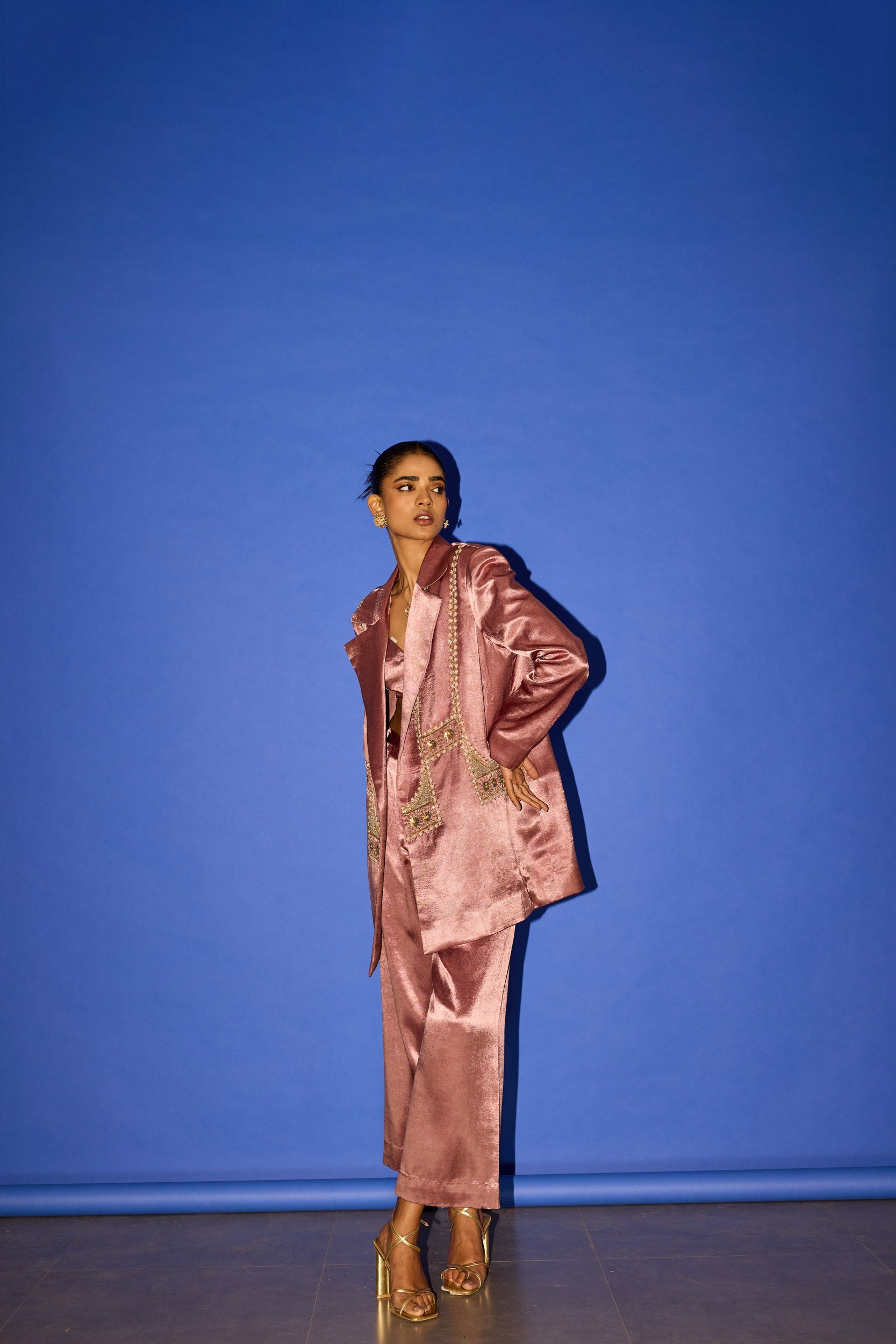 Dusky Pink Blazer Set - blazer set