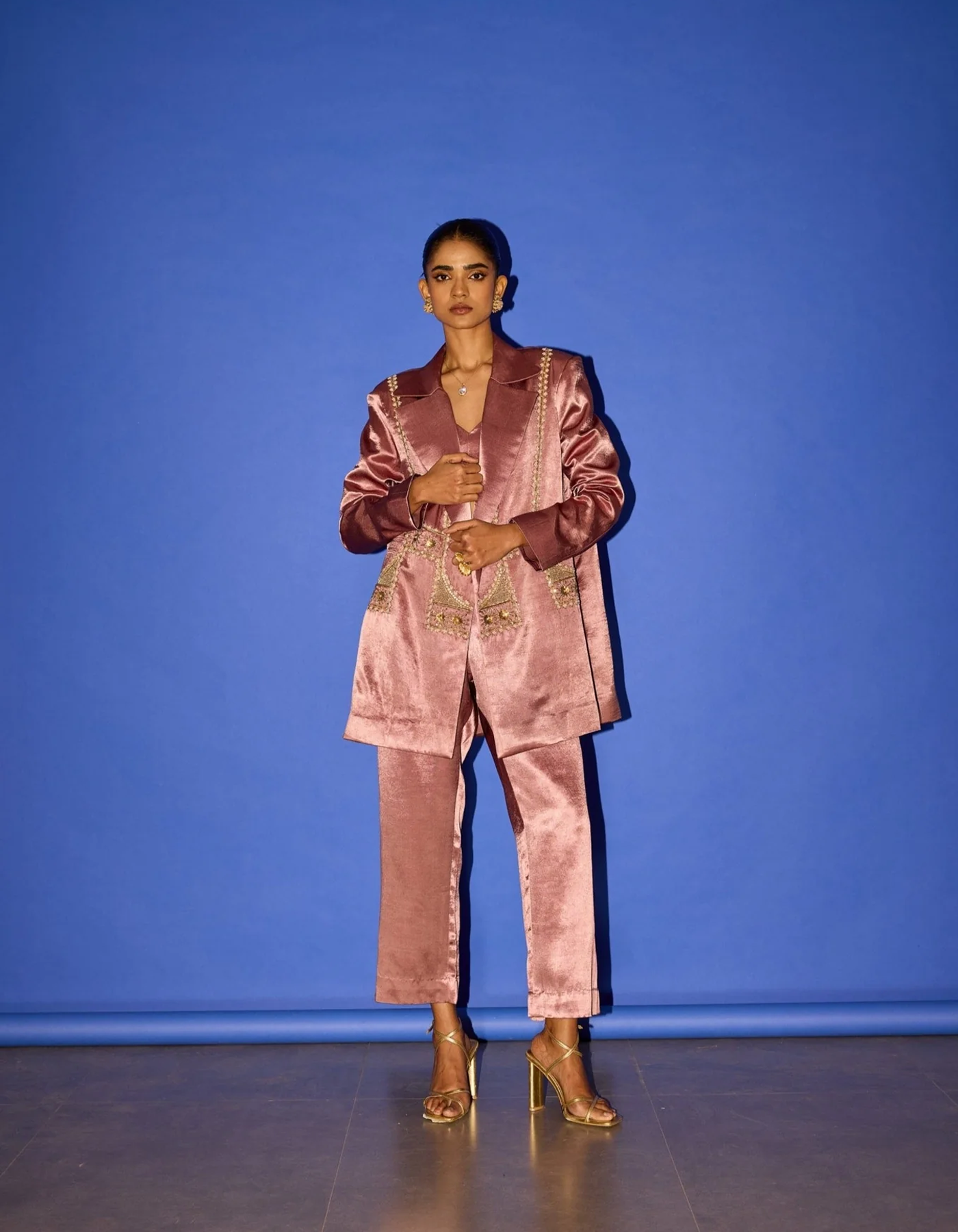Dusky Pink Blazer Set - blazer set