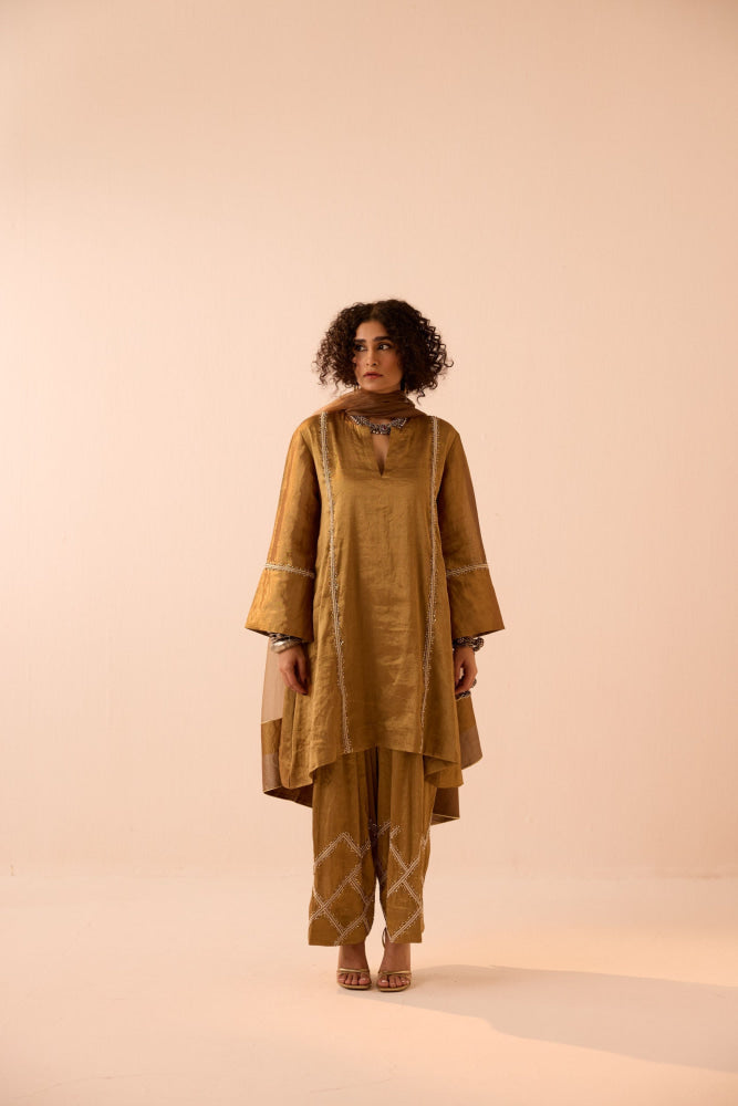 GOLD KURTA SALWAR SET - kurta set