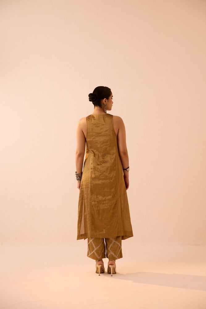 GOLD TISSUE KURTA SET - kurta set