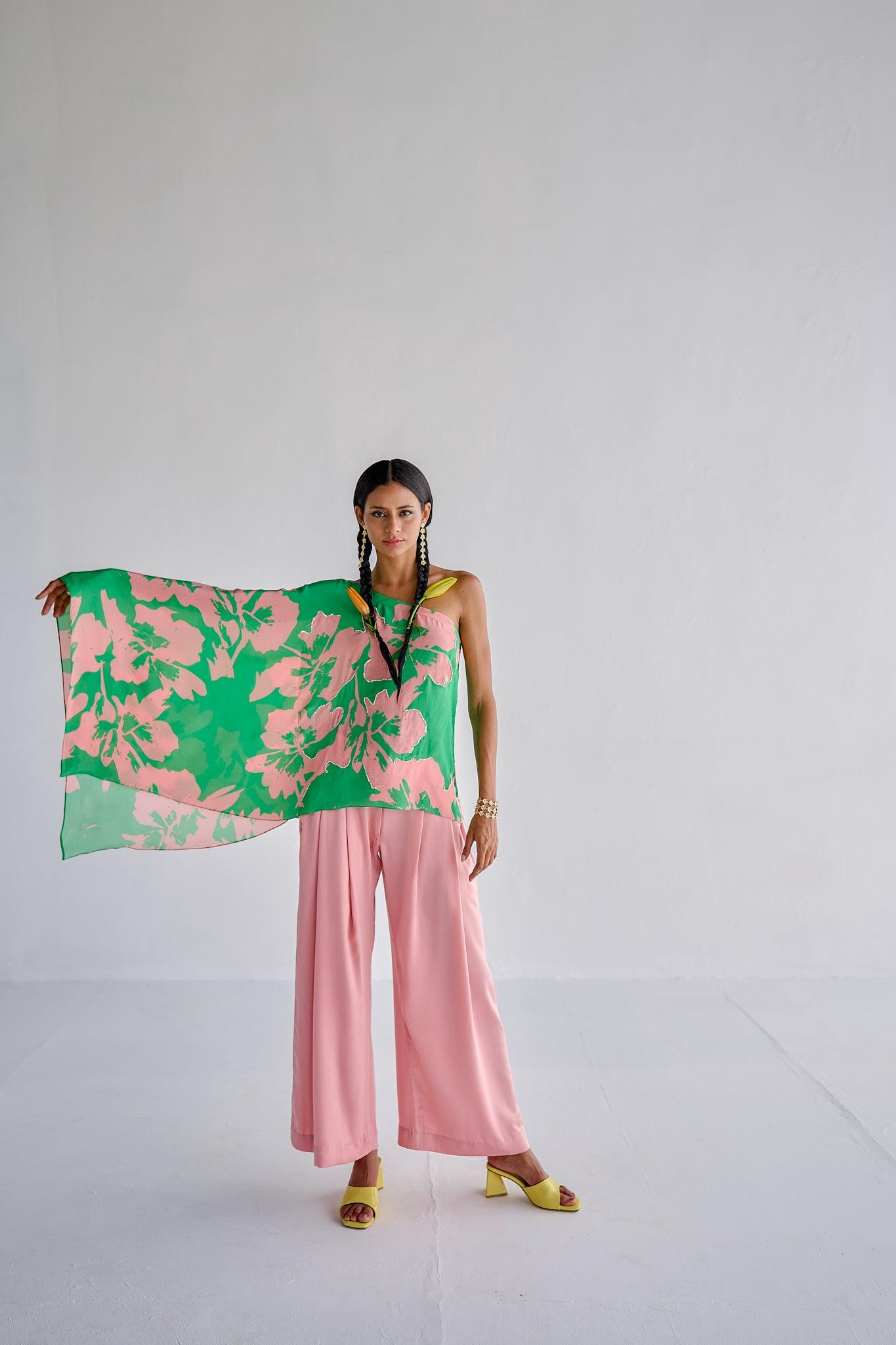 GREEN CAPE PANTS - Esha Arora