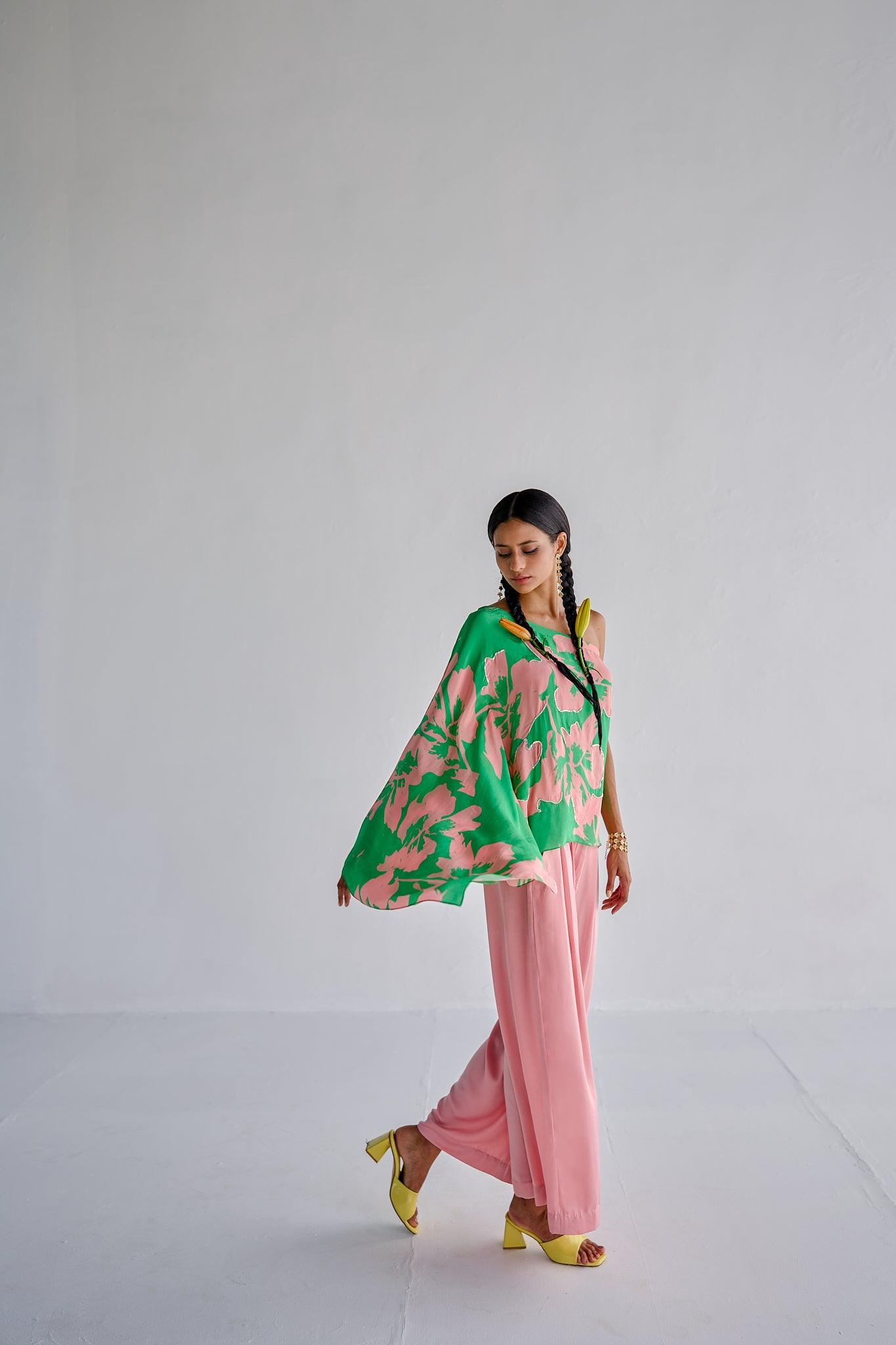 GREEN CAPE PANTS - Esha Arora