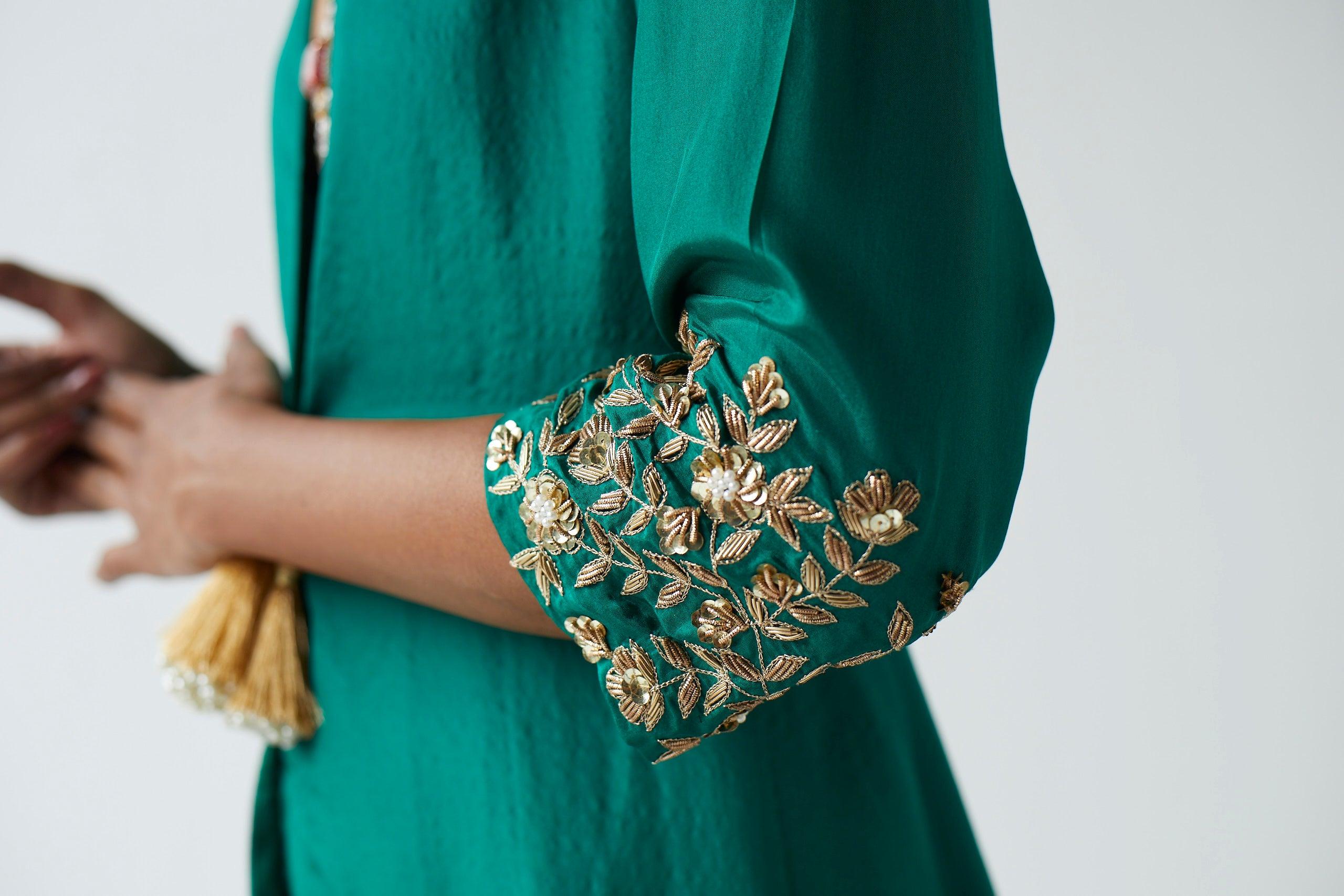 GREEN JACKET PANT - Esha Arora