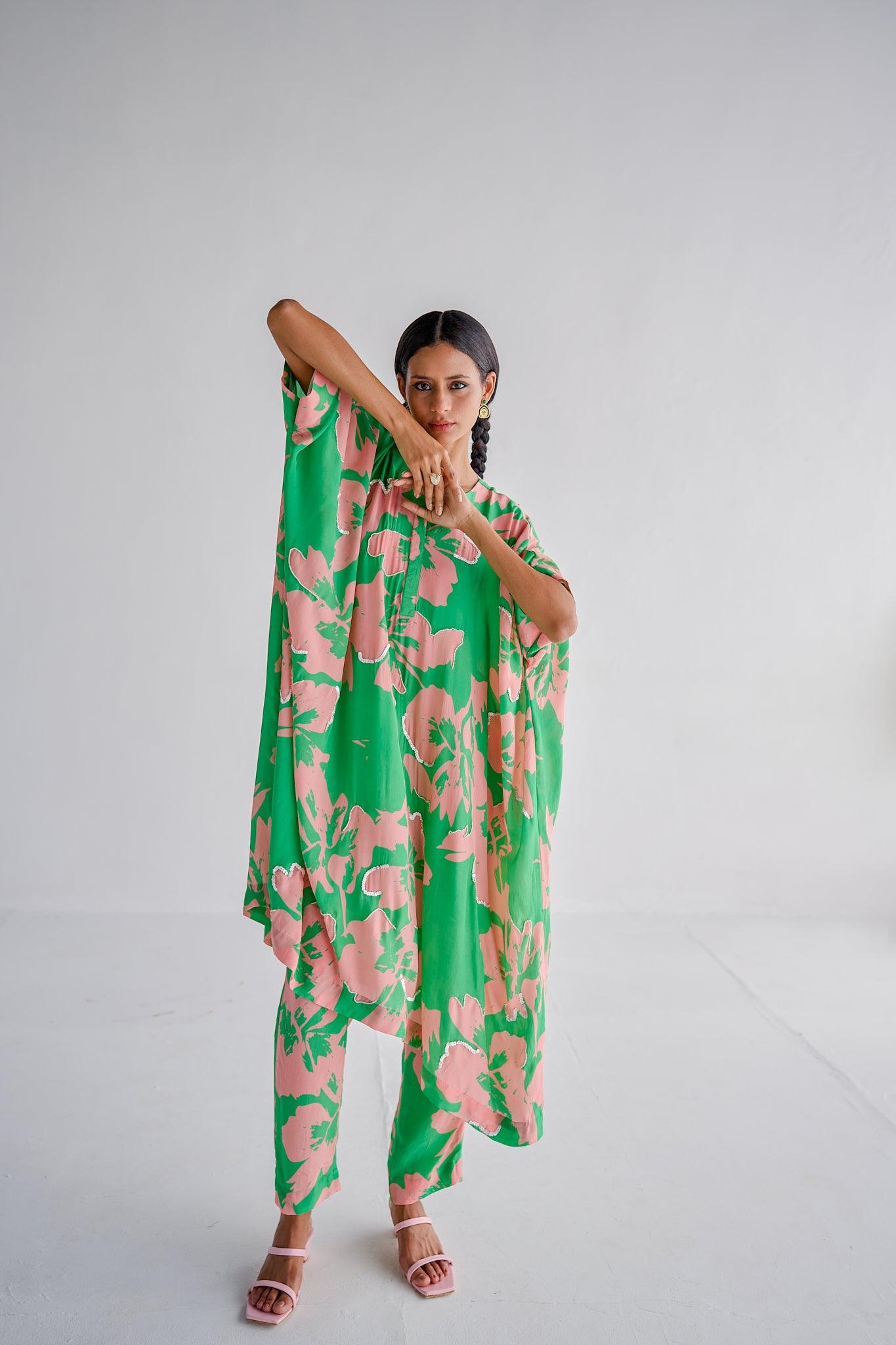 GREEN OVERSIZED COORD SET - Esha Arora