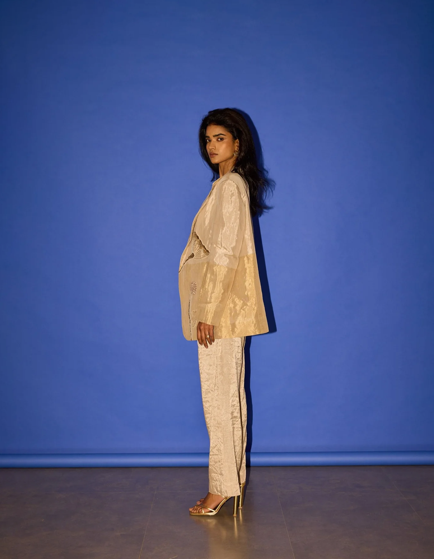 Half Gold Silver Blazer Set - blazer set