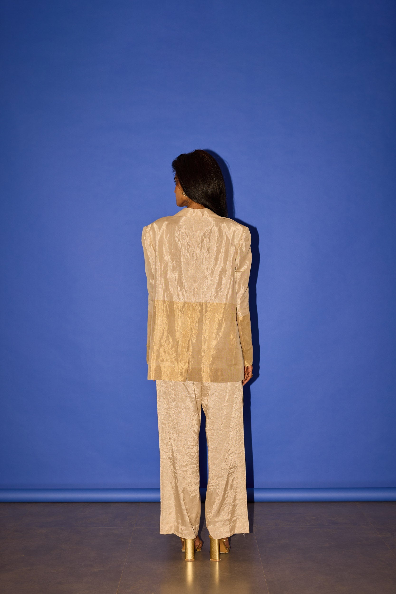 Half Gold Silver Blazer Set - blazer set