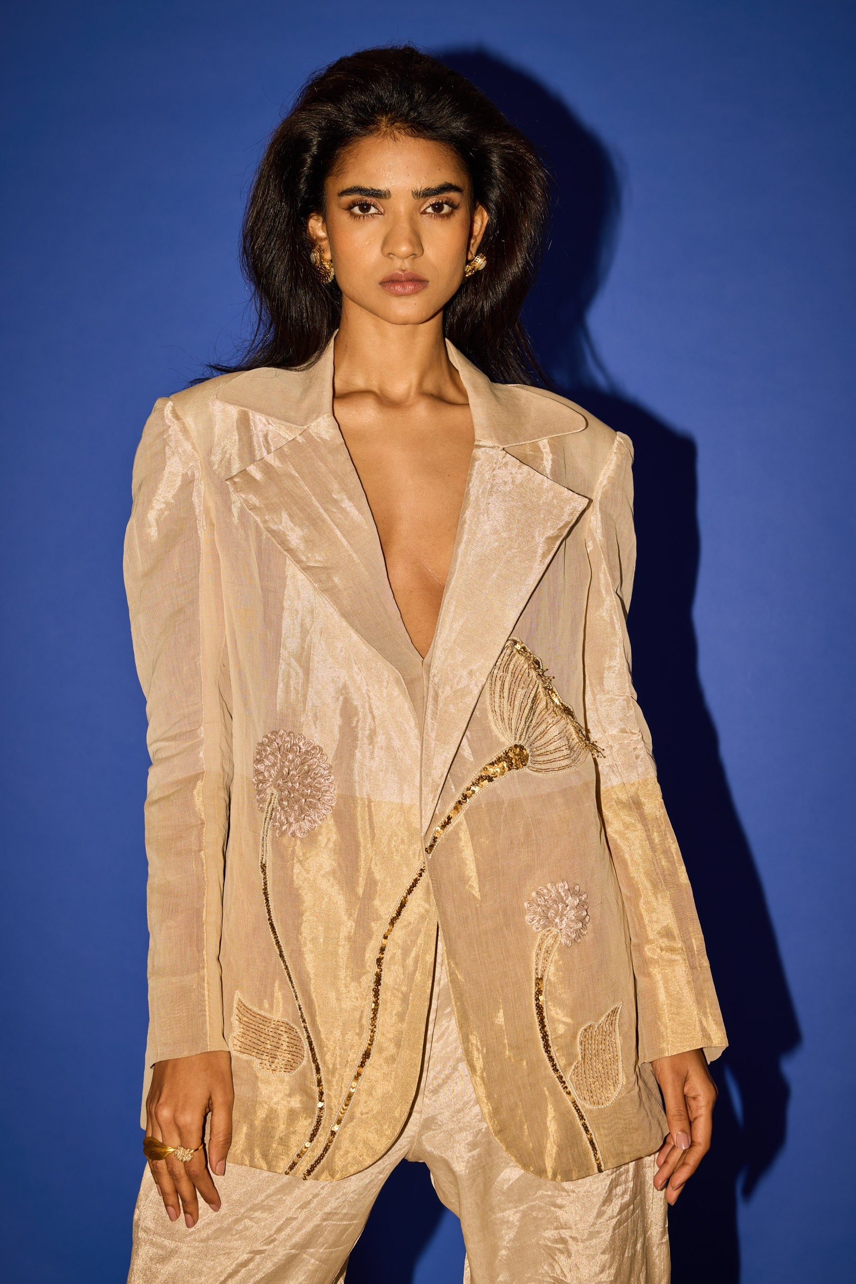 Half Gold Silver Blazer Set - XS - blazer set